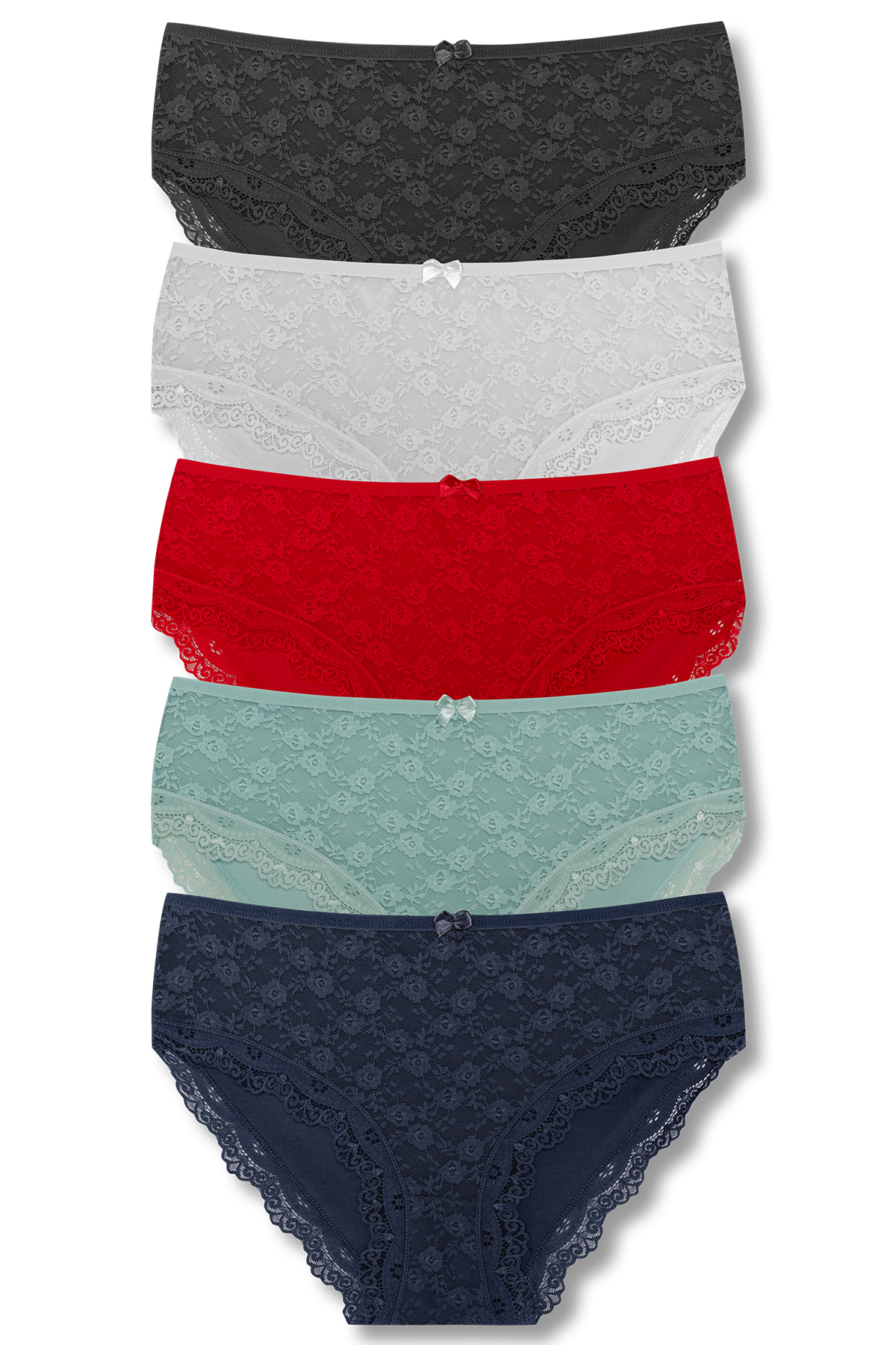 5-pack Cotton Front Lace High Waist Plus Size Women's Panties