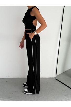 DeChival Yandan Şeritli Modal Kumaş Eşofman Altı Bol Kesim / Wıde Cut Trouser...