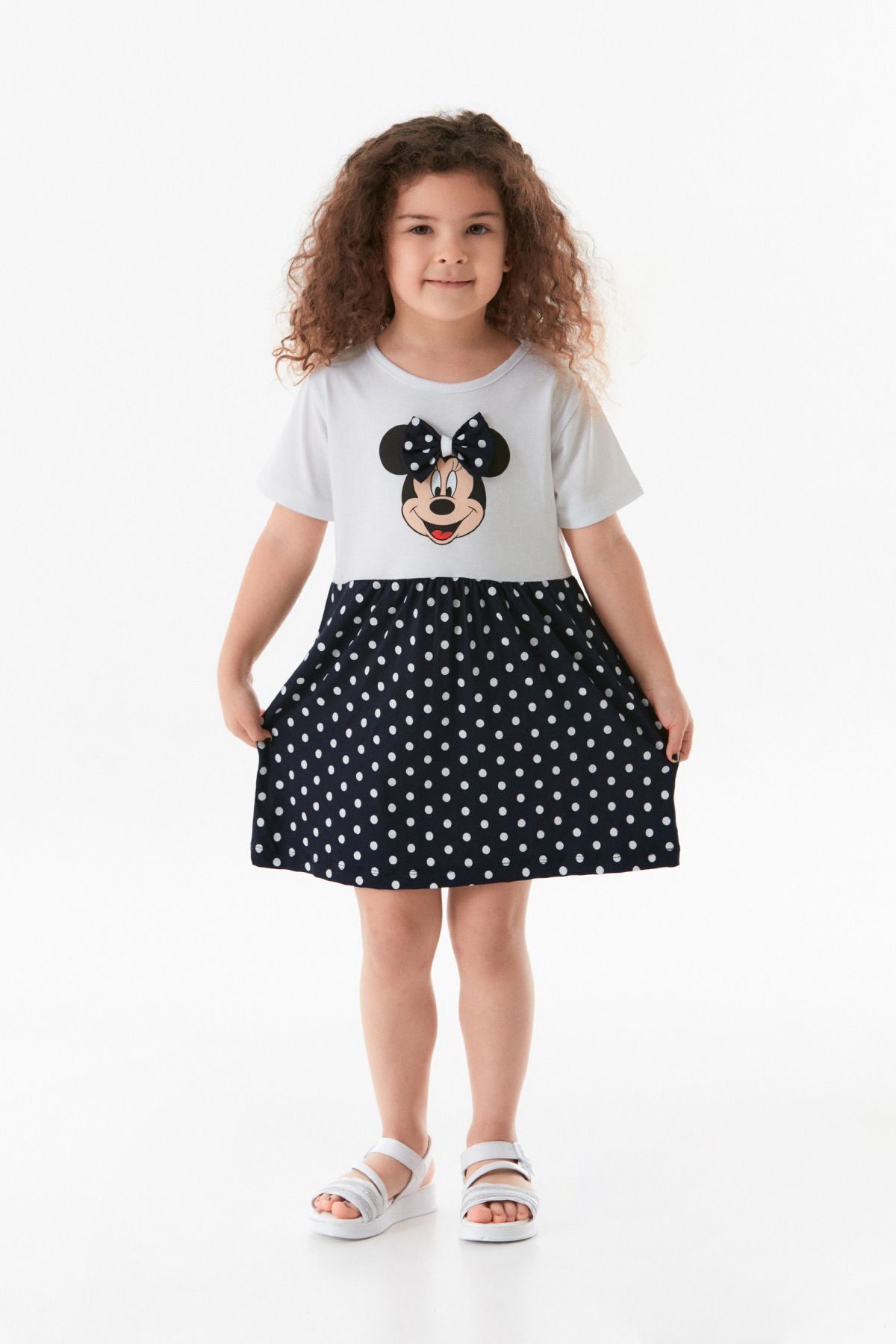 Fulla Moda-Crew Neck Printed Girl's Dress 4