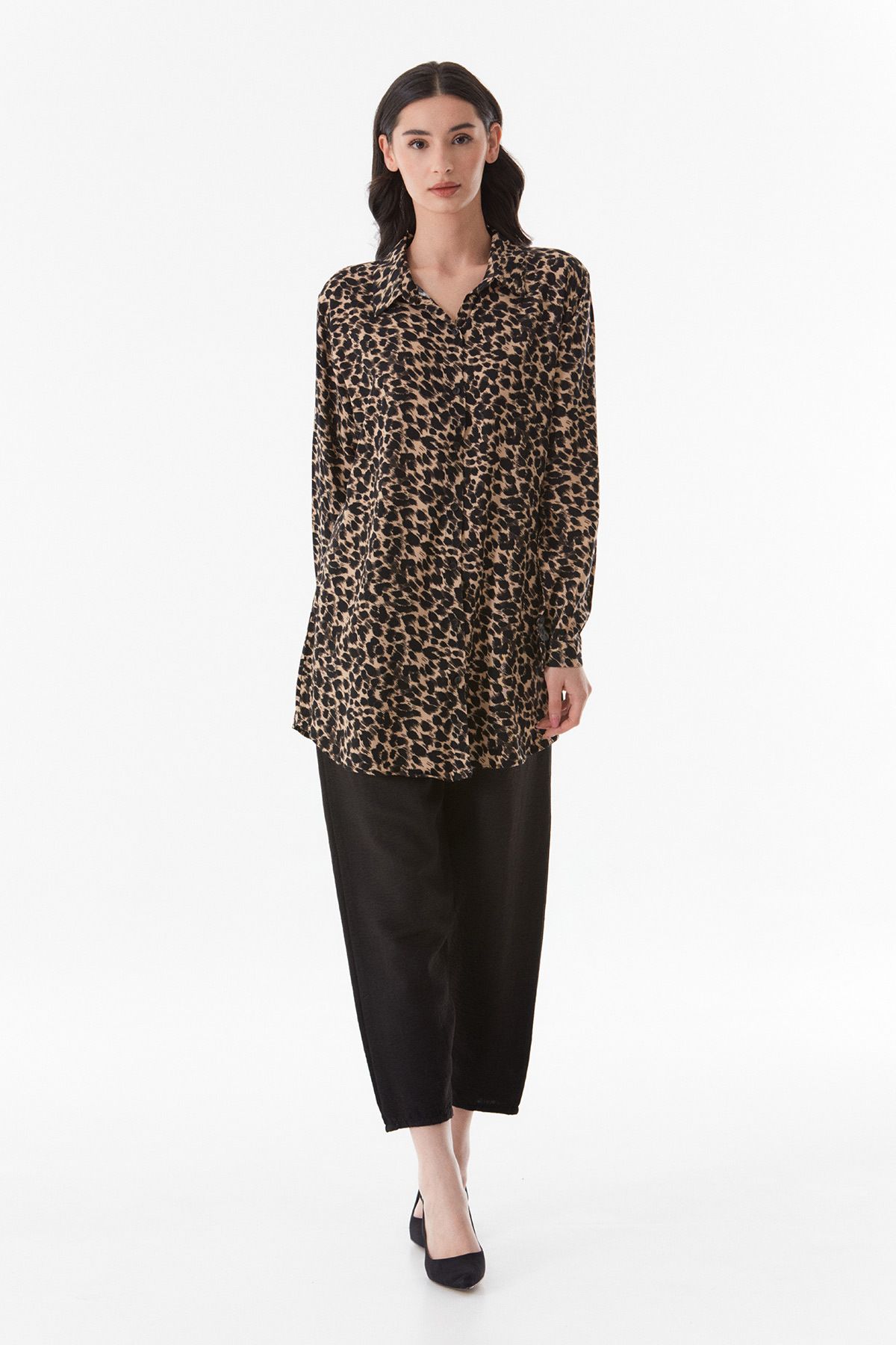 Fulla Moda-Fullamodest Leopard Pattern Large Size Palazzo Set 6