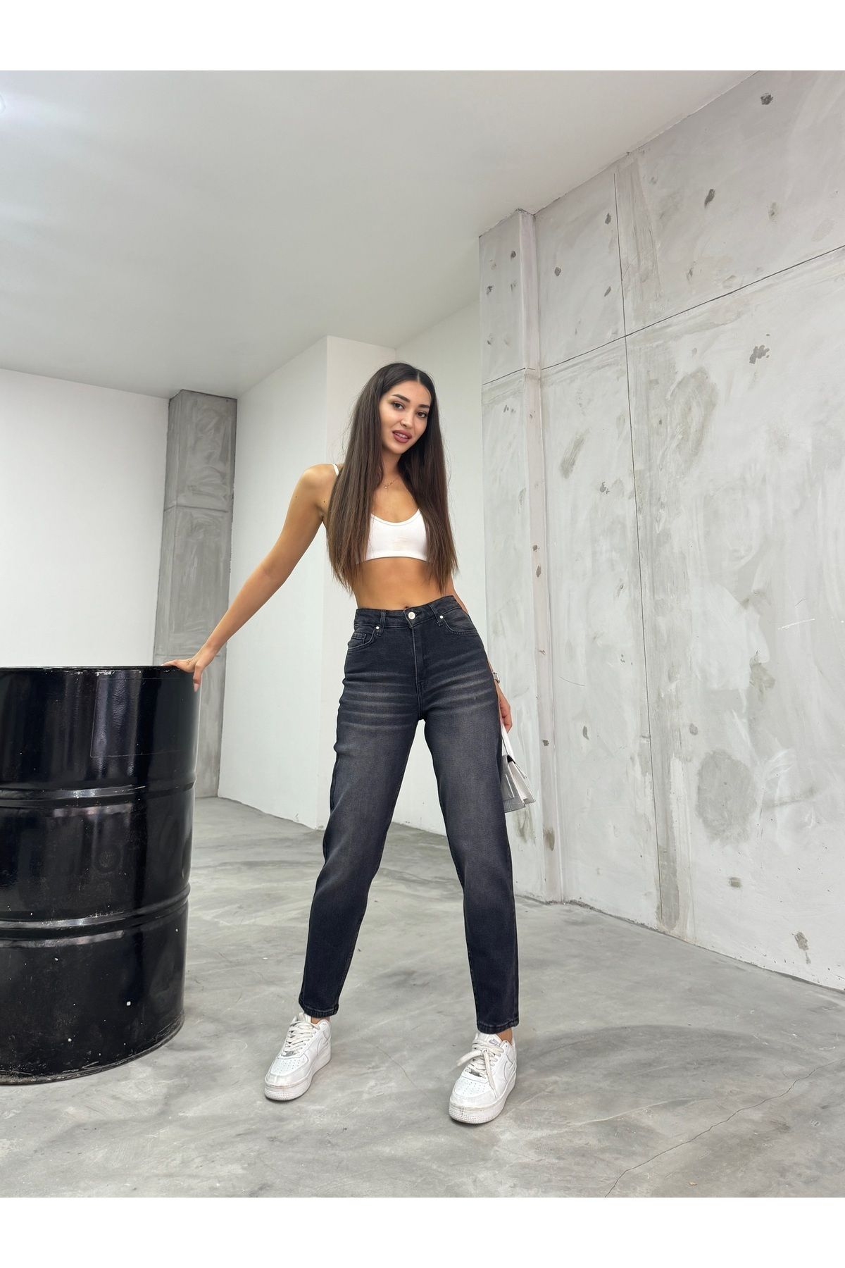 BİKELİFE-Flexible/Lycra-Mom-Jeans mit hoher Taille für Damen 5