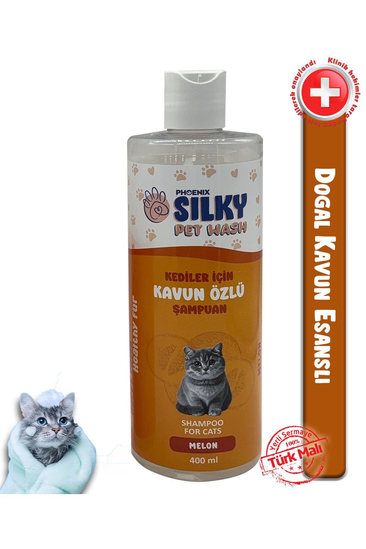 Silky PetWash - Kedilere özel Doğal Kavun Özlü Şampuan - 400ml