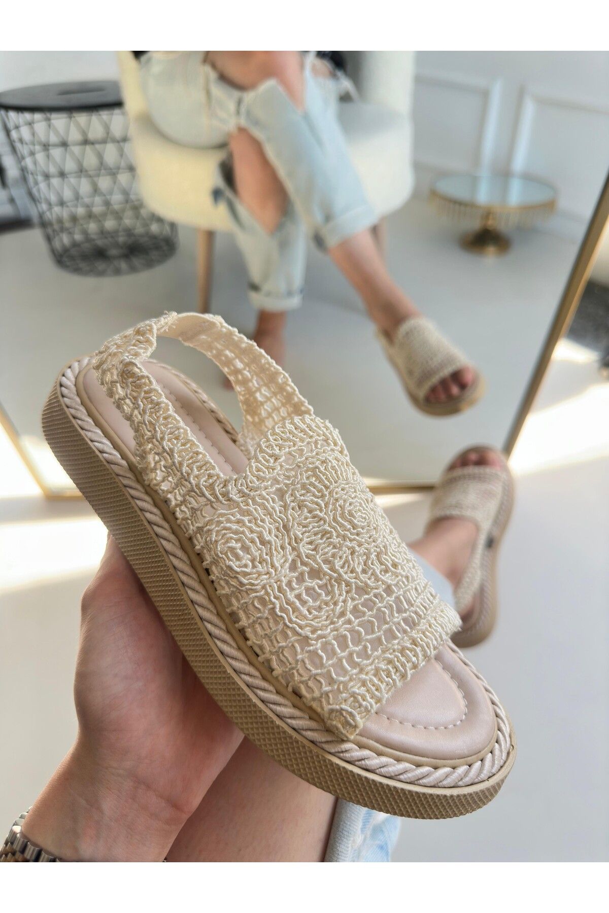 Moka Shopin-Feminine Touch Mivya Beige Braided Sandals 1