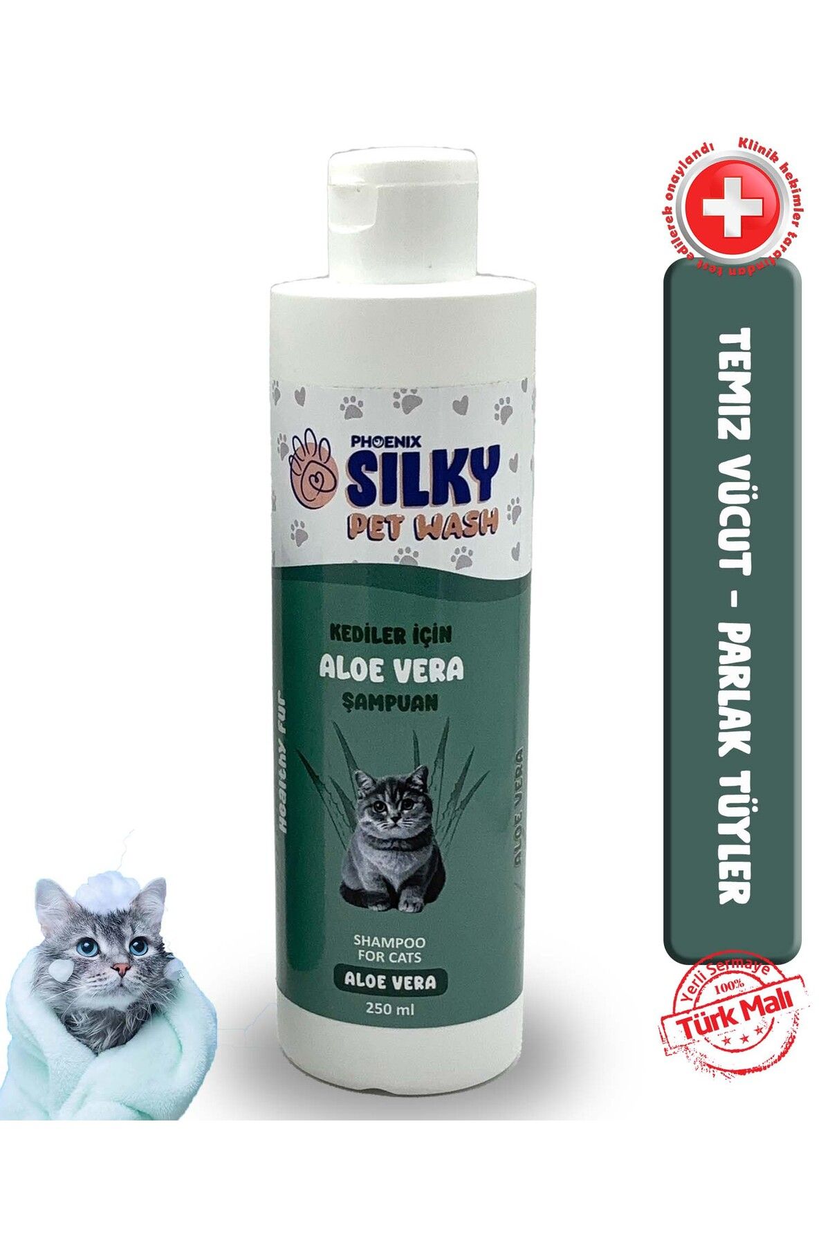 Silky PetWash - Kedilere özel Doğal Aloe Vera Özlü Şampuan - 250ml