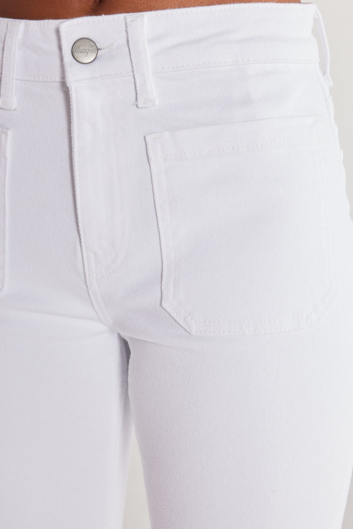 WRANGLER-Flare Fit, magas derekú, kiszélesedő lábú, törtfehér, rugalmas nadrág 5