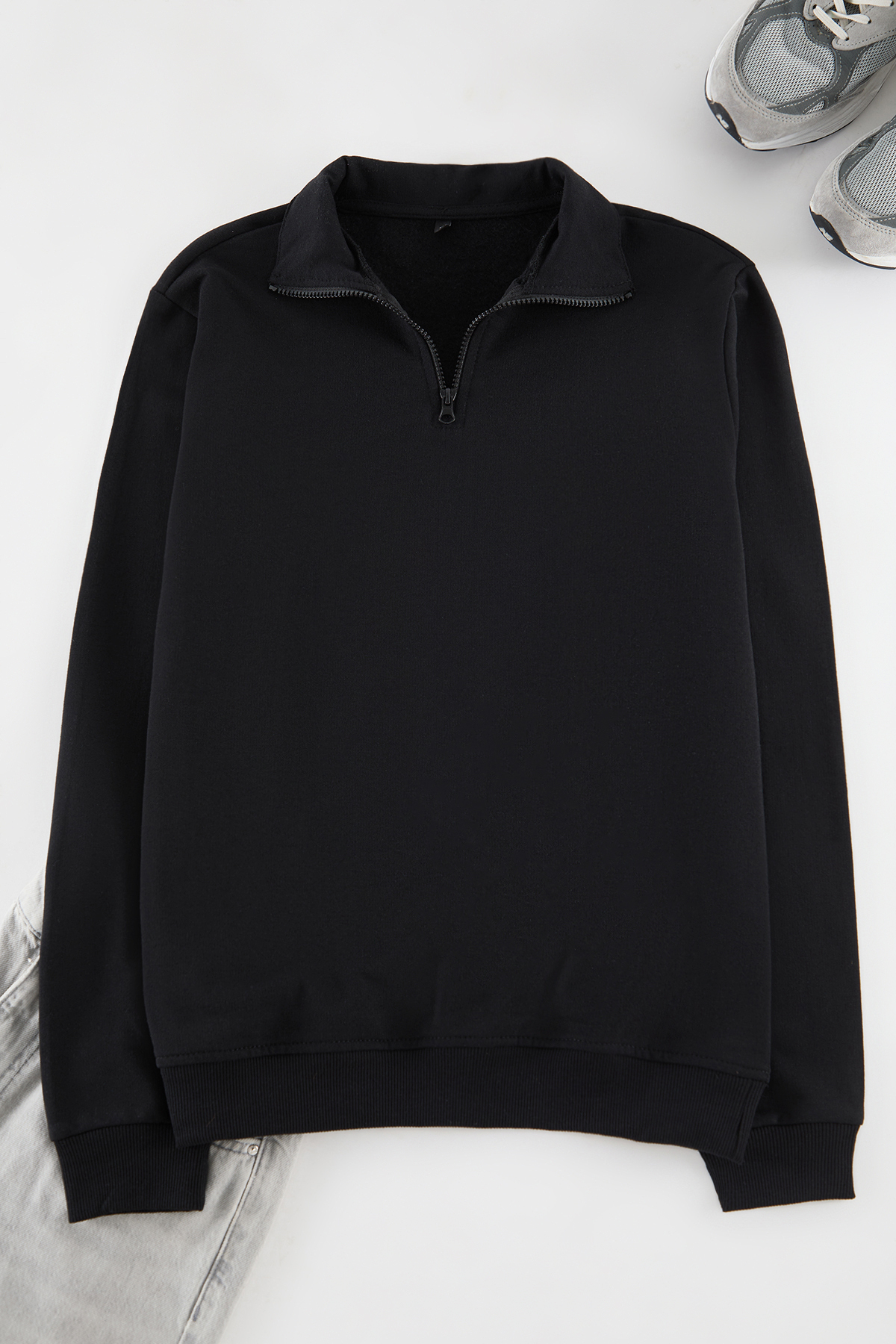 Trendyolmilla  Siyah-Kar Melanj 2'li Paket Regular/Normal Kesim İçi Polar/Sıcak Tutan Sweatshirt TMNAW25SW00205 - Görsel 2