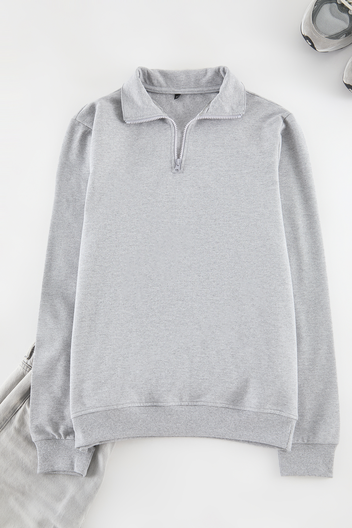 Trendyolmilla  Siyah-Kar Melanj 2'li Paket Regular/Normal Kesim İçi Polar/Sıcak Tutan Sweatshirt TMNAW25SW00205 - Görsel 5