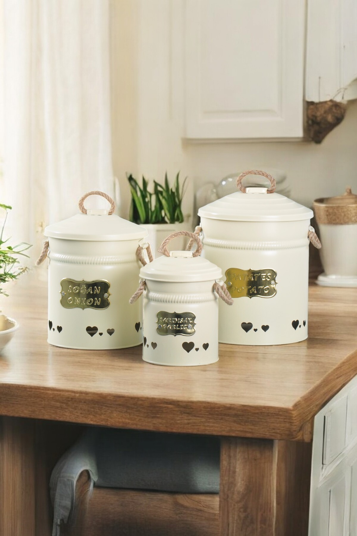 دلو تخزين الثوم والبصل والبطاطس – 3 أحجام – معدن ع...