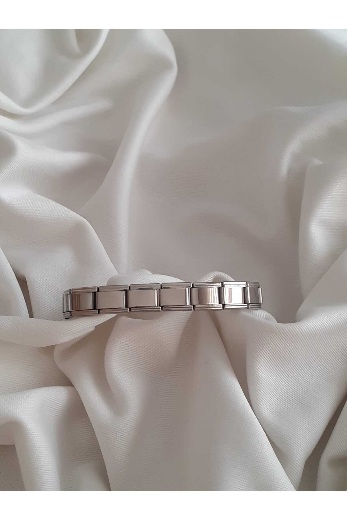 bijoux uniques Çelik Italyan Charm Bileklik Yazısız görsel 2