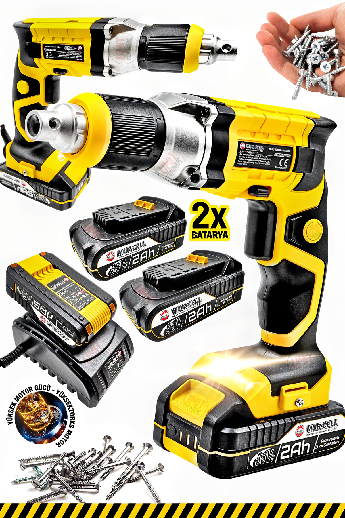 PROXTECH Şarjlı Metal Şanzıman Otomatik Alçıpan Vidalama 2x Çift