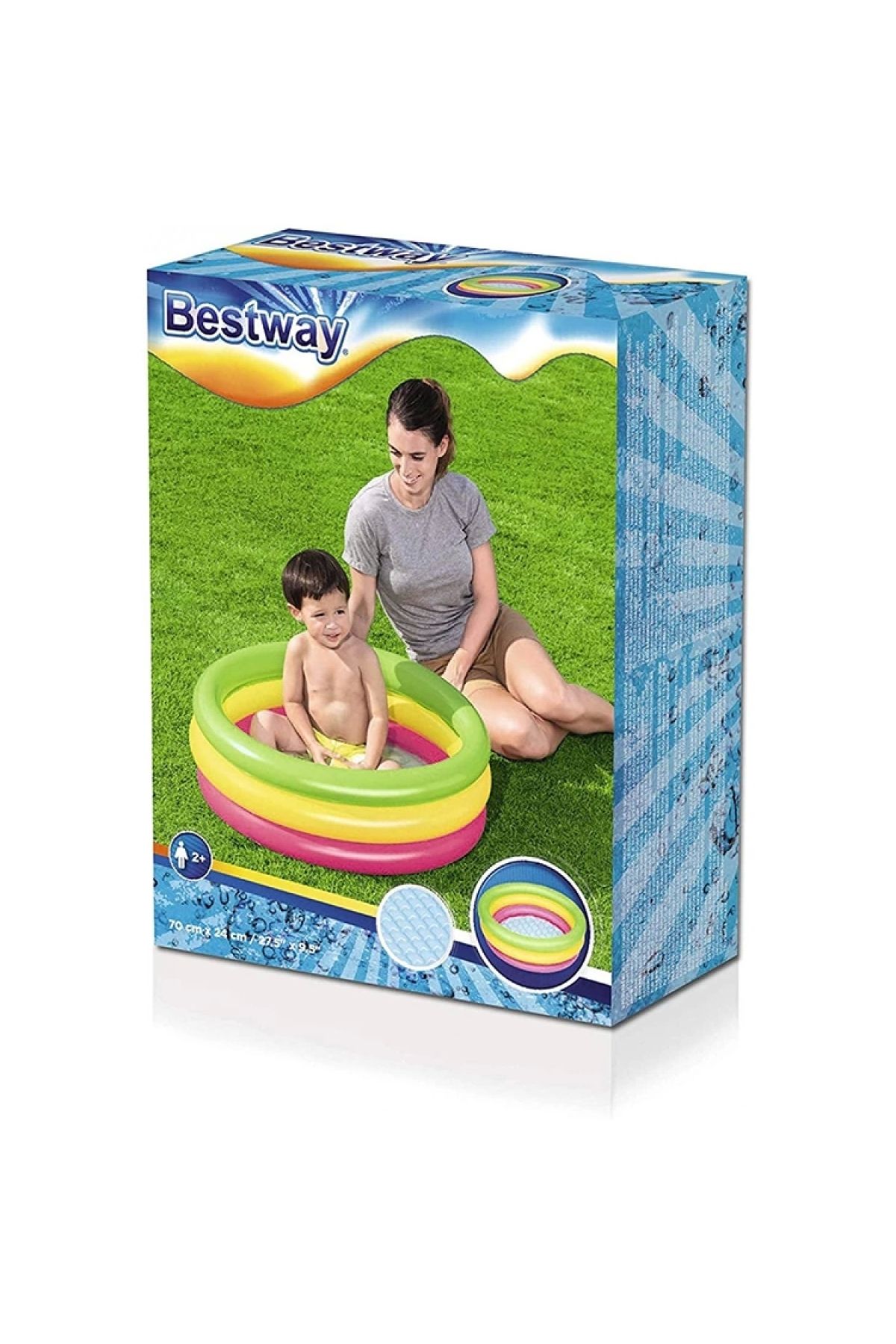 BESTWAY Bw51128 Şişme Taban 3 Halkalı Yuvarlak Şişme Çocuk Havuzu 70x24cm Kutulu