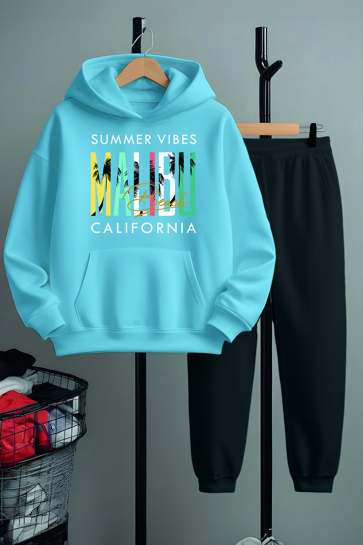 MYADA-Summer Vıbes California Printed Tracksuit Set 22482 1