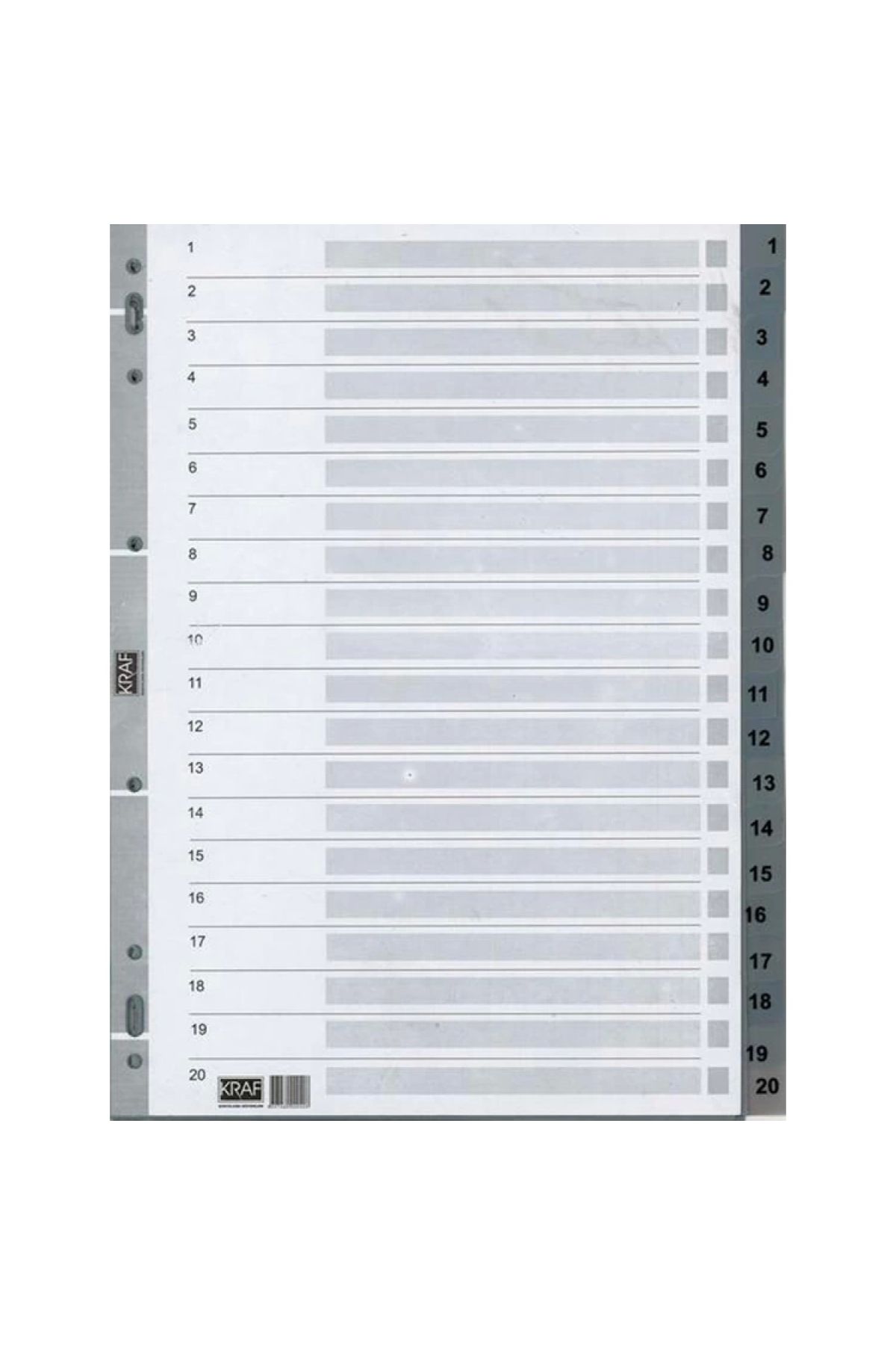 KRAF Separator 1020 1-20 Numere - One Size