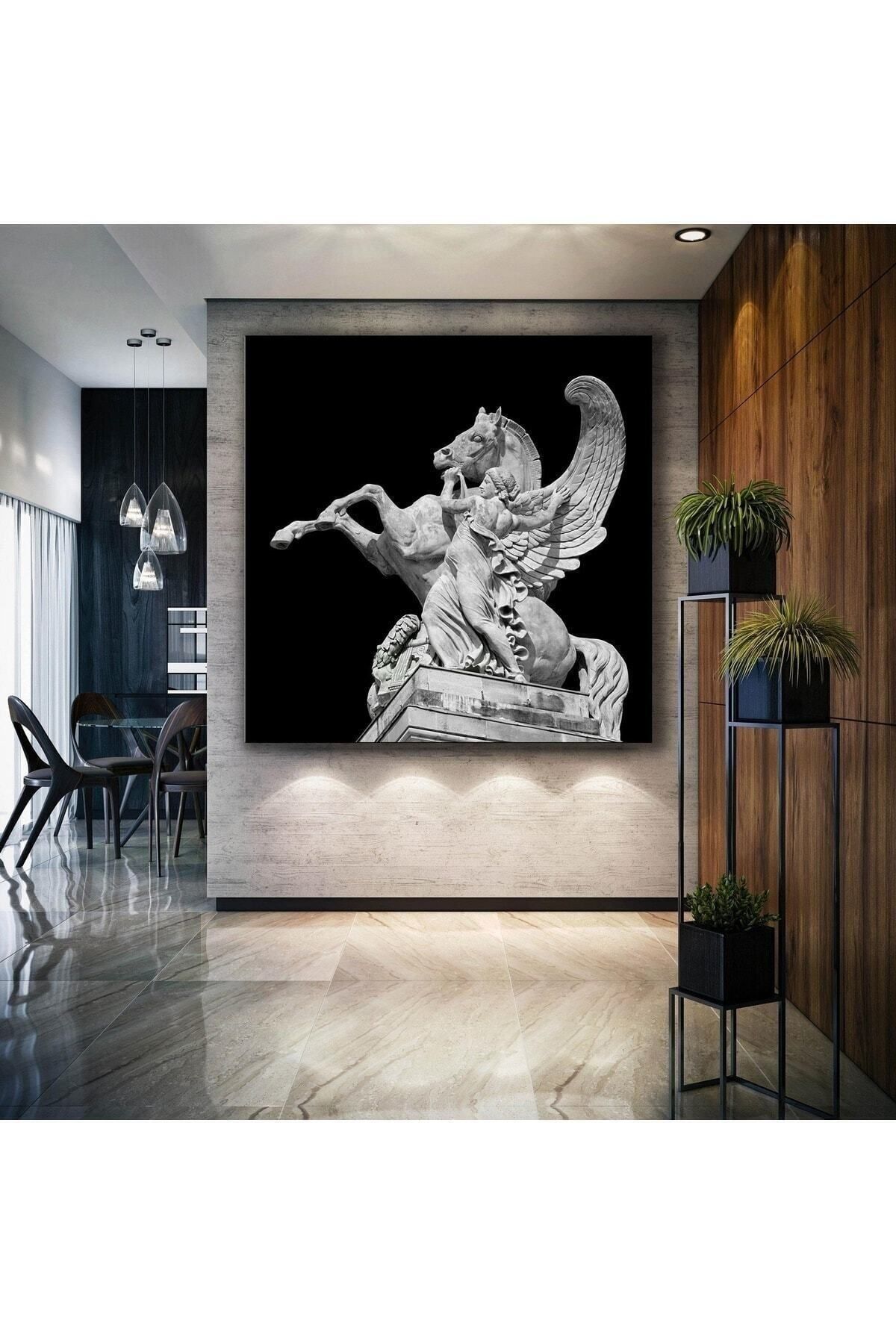 Vividale Pegasus Heykel Yunan Mitolojisi Melek Kanatlı At Kanvas Tablo