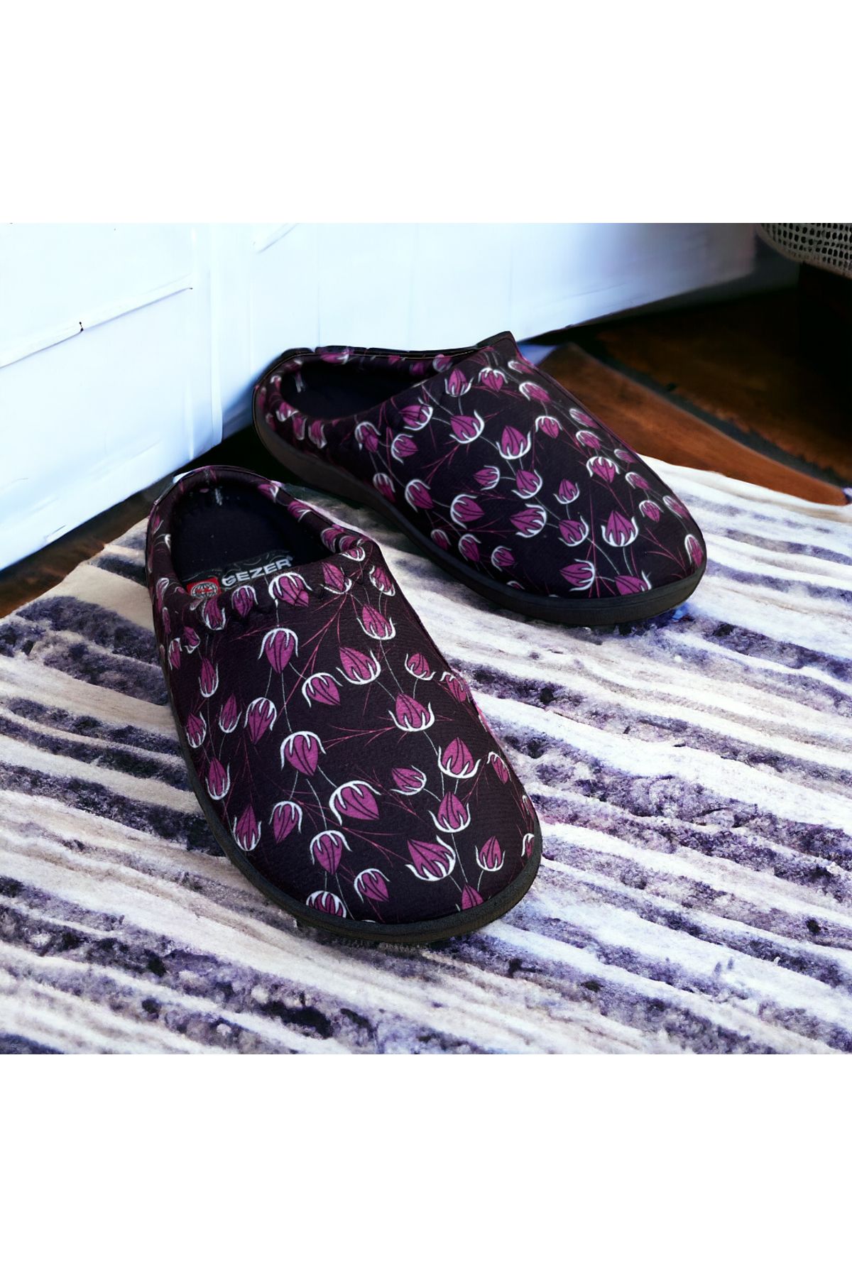 GEZER-Tulip Patterned Winter Home Slippers 4