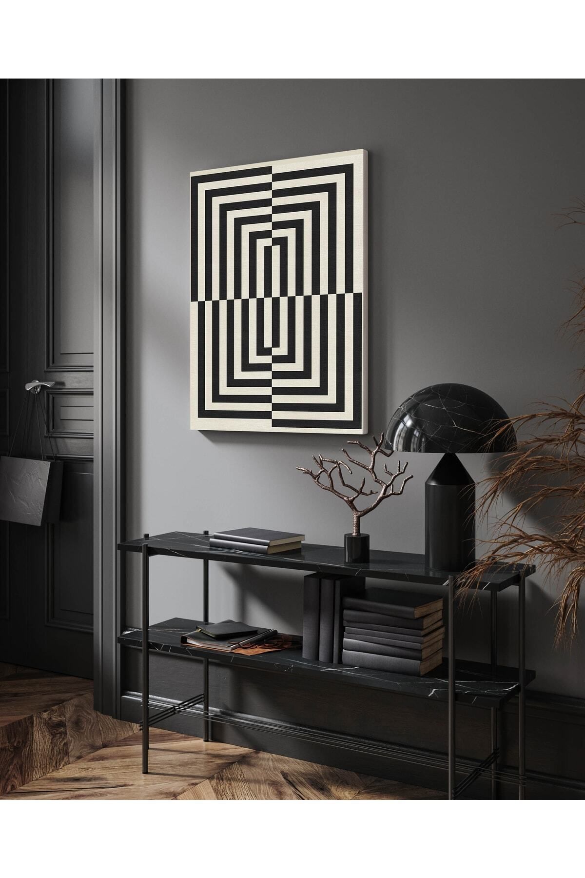 Vividale Kanvas Tablo Çizgili Modern Siyah Beyaz 989