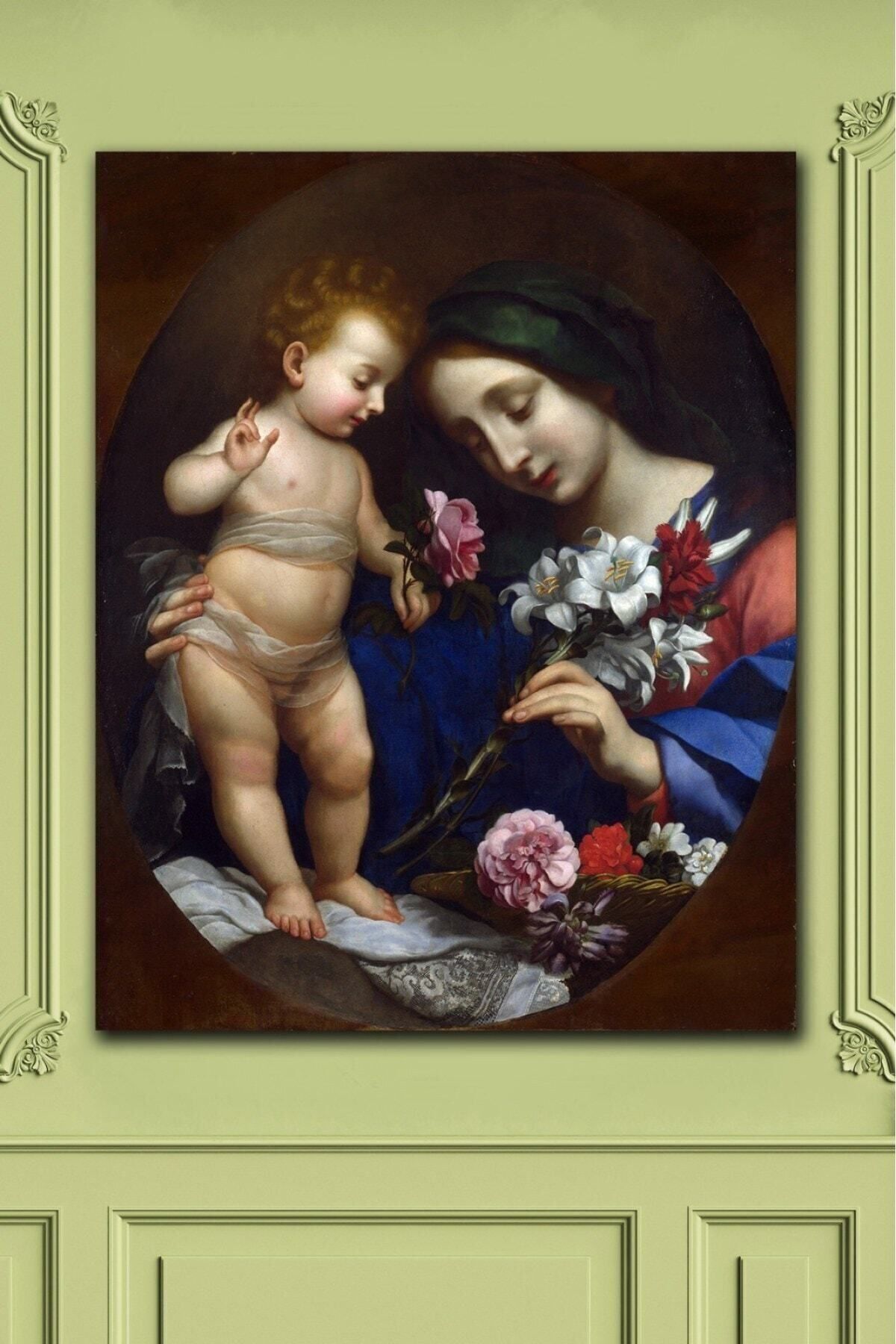 Vividale The Virgin And Child With Flowers Kanvas Tablo