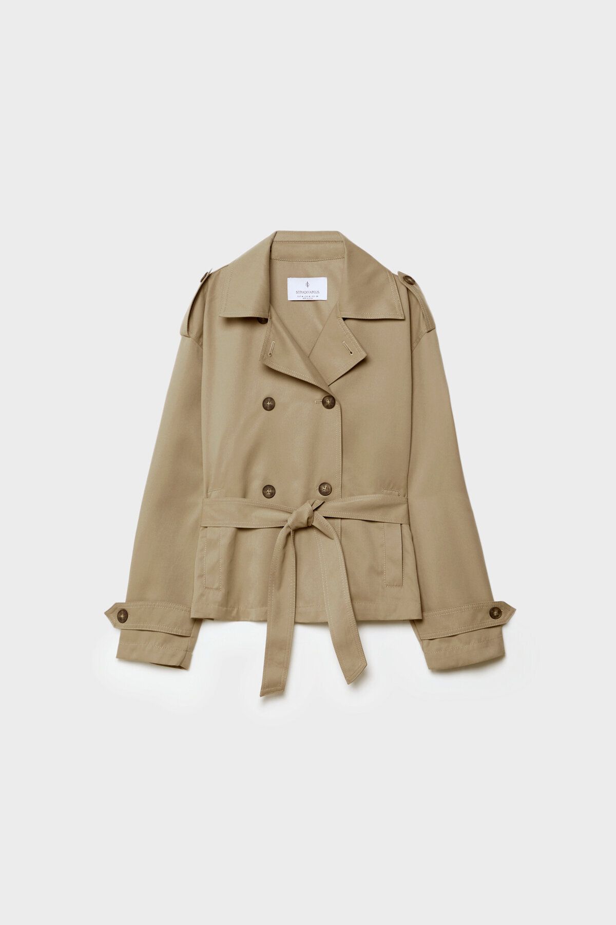 Stradivarius-Short trench coat with belt 5