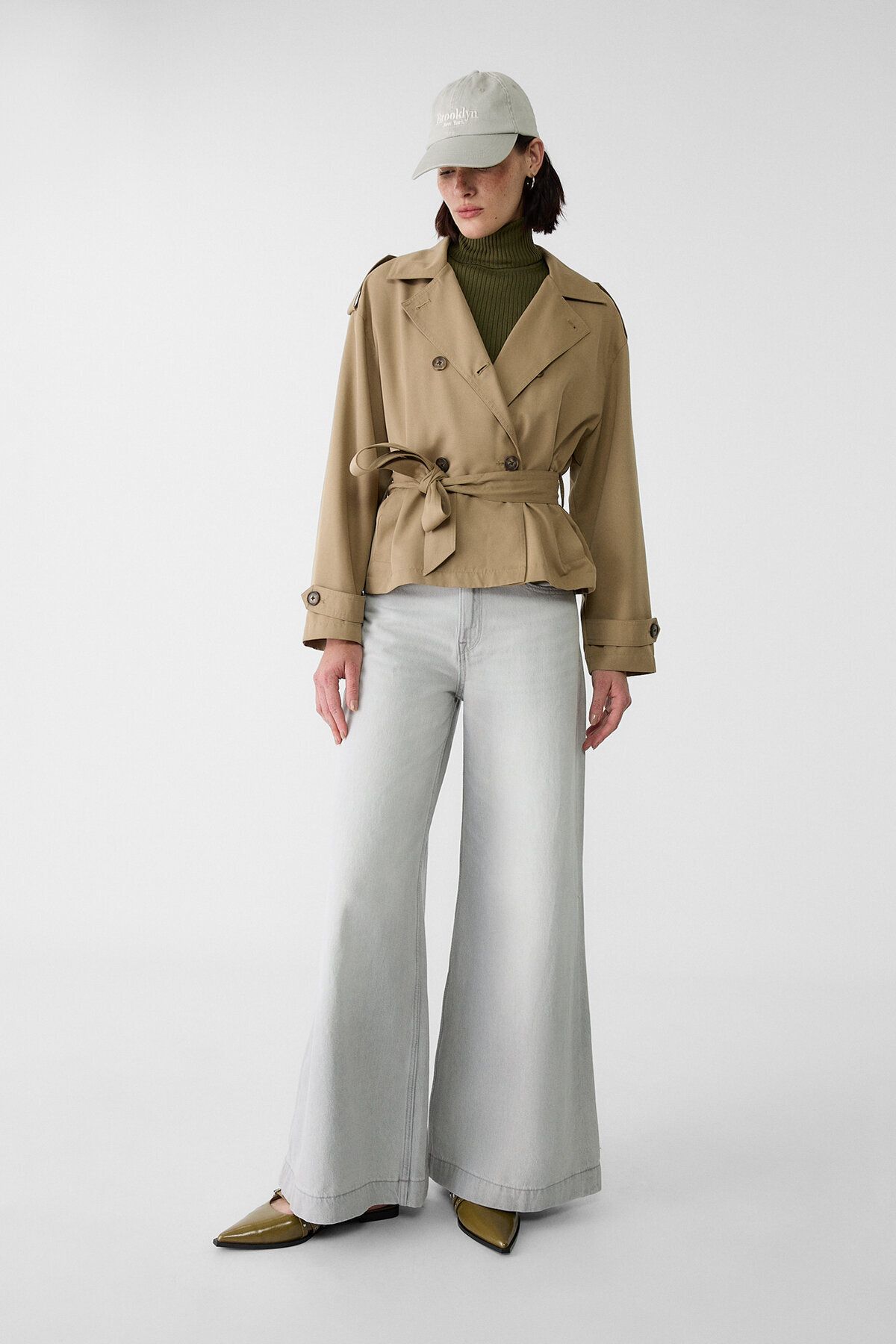 Stradivarius-Short trench coat with belt 2