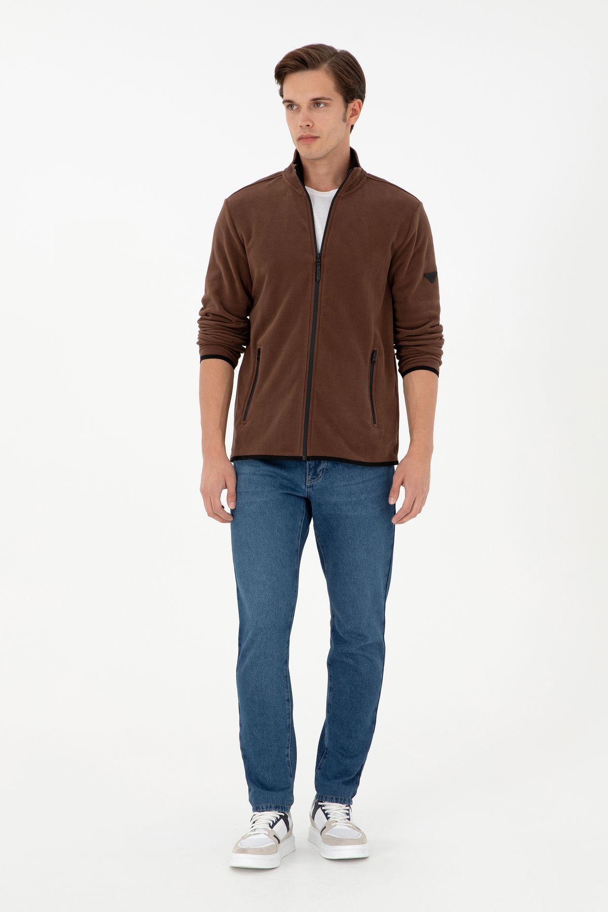 U.S. Polo Assn.-Men's Brown Basic Fleece Cardigan 50298066-Vr029 4