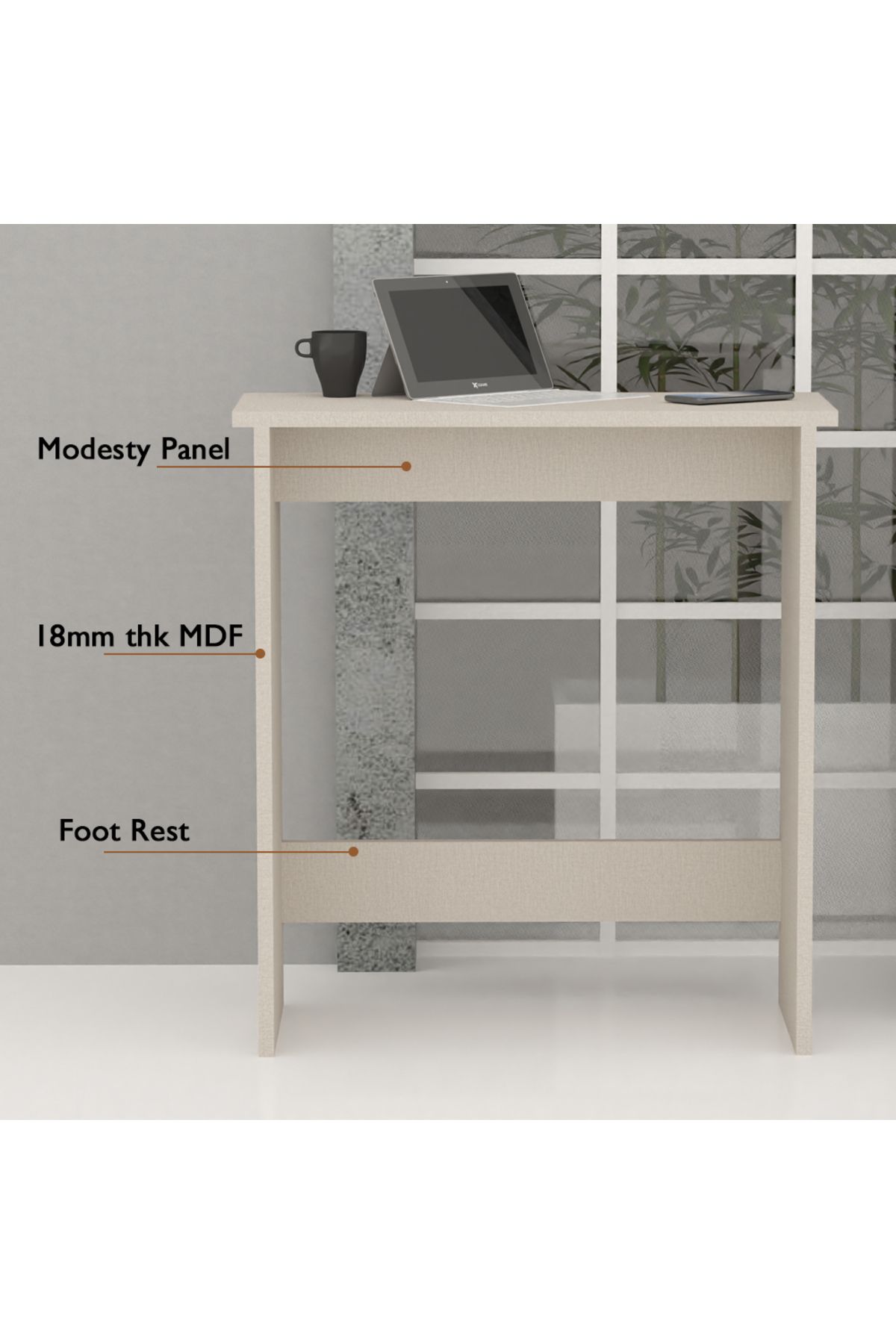 Mahmayi-Study Desk with Foot Rest Support, Executive Desks Ideal for Home and Office - Light Grey 3