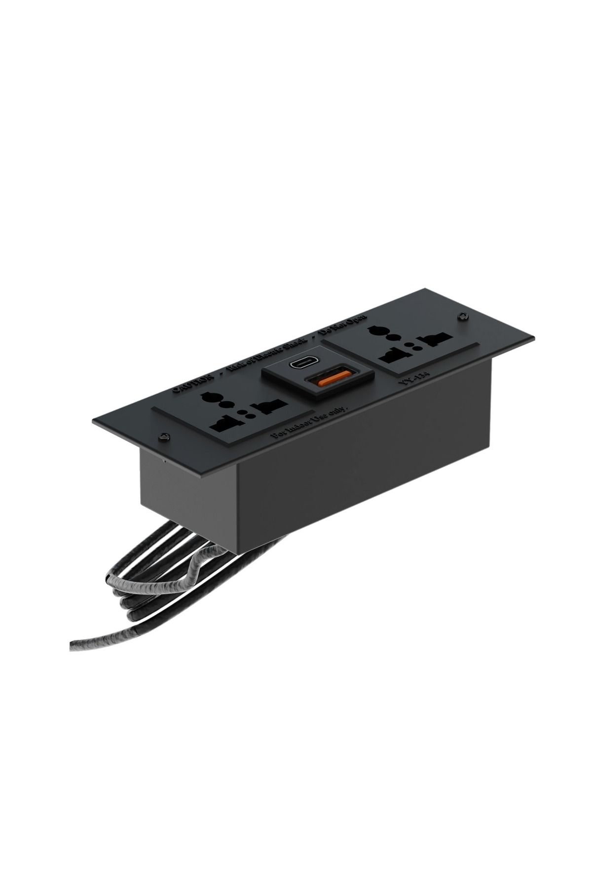 Mahmayi-Brown MP1-WO-BRN-PM Writing Table with Power Module, Power Strip Desktop Socket Board 7