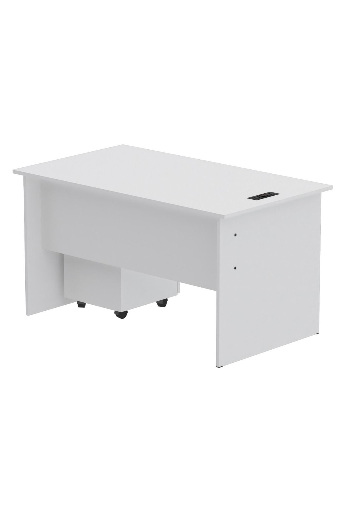 Mahmayi-MP1 160x80 White Writing Table With Drawers and Black BS01 Desktop Socket USB AC Port 6