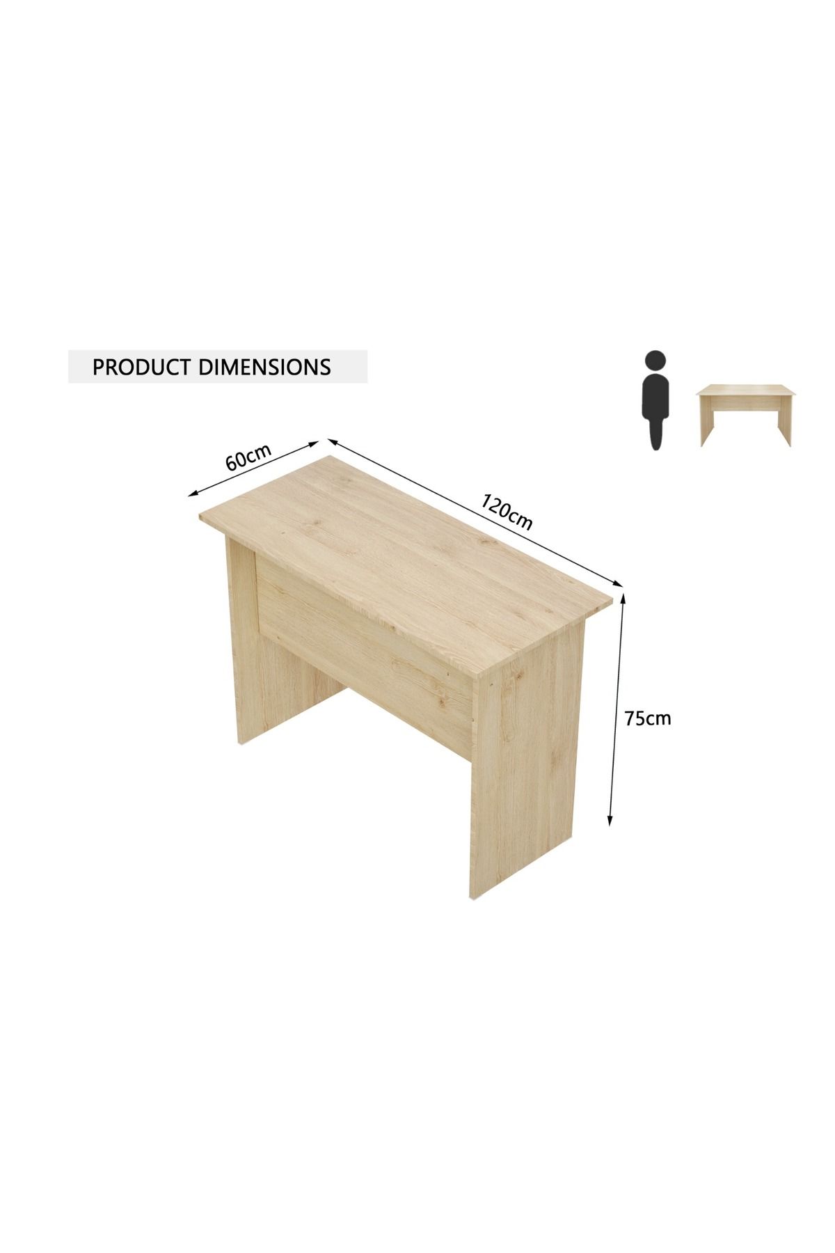 Mahmayi-MP1 120x60 Writing Table Without Drawer - Oak (120CM without Drawer, Oak) 4