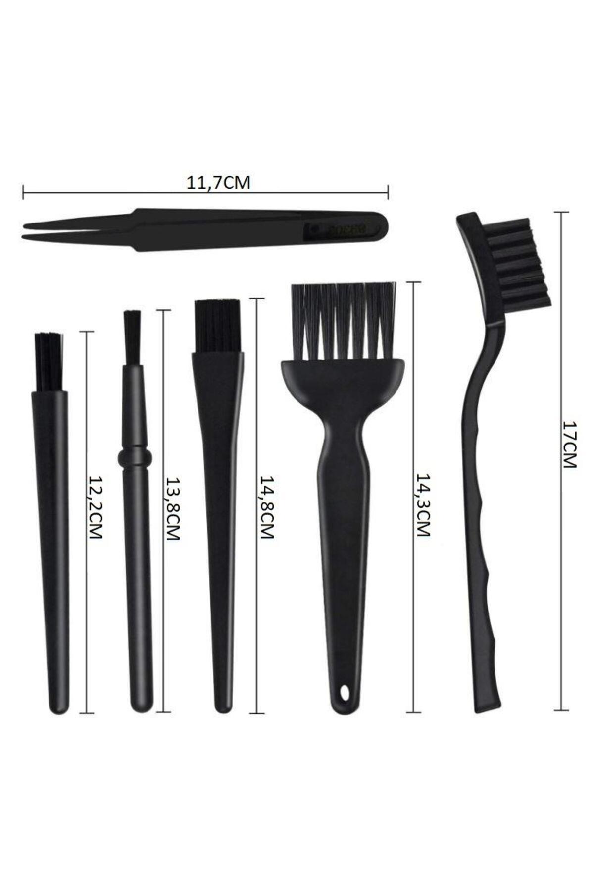 Hatfon Elektronik Antistatik Fırça Seti 6 Parça 5 Fırça 1 Cımbız Plastik