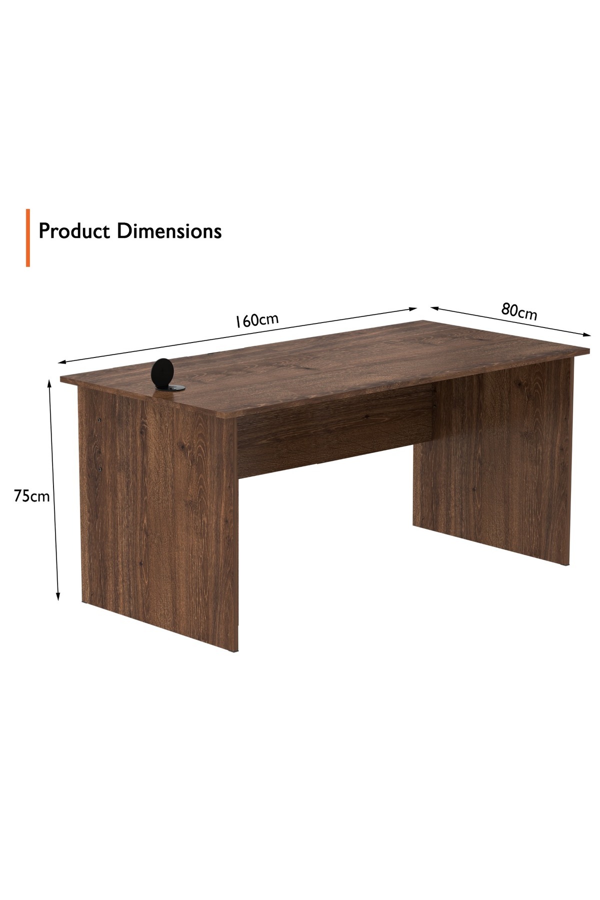 Mahmayi-Modern Writing Study Table With Round Desktop Power Module - Brown 3