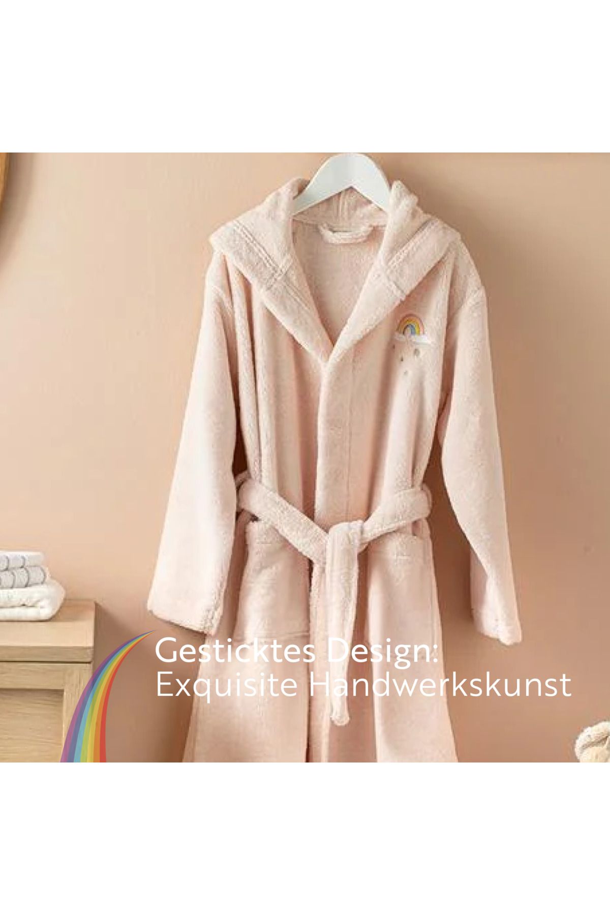 English Home-Bademantel für Kinder, weicher Fleece-Bademantel mit Kapuze für Mädchen und Jungen, Frottee-Bademantel für 2