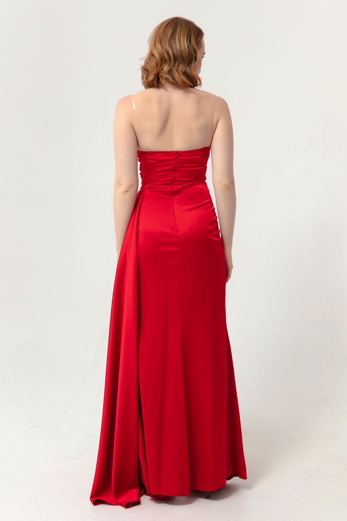 Lafaba-Women's Red Chest Stone Long Evening Dress 5