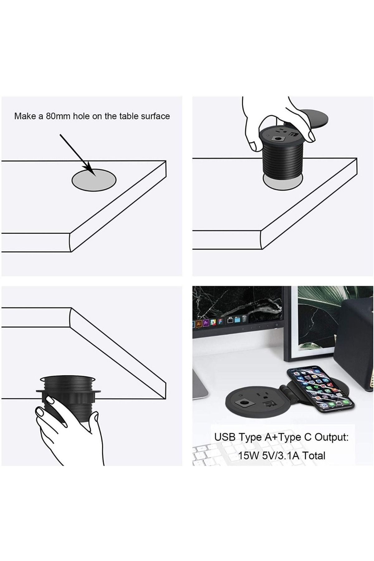 Mahmayi-Limited Edition Modern Executive Study Desks With Round Desktop Power Module - Apply Cherry 5