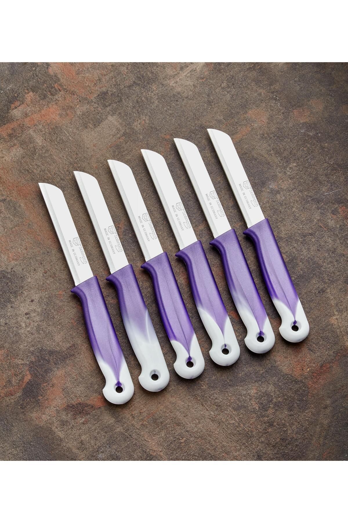 onon Sofrada Moda-Solingen 6-Piece Hanging Fruit Knife - Serrated, Marbled Purple-White 1