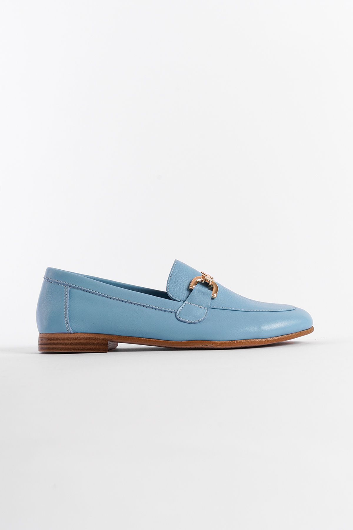 لوفر آبی زنانه چرمی واقعی Loafer اورجینال Capone Outfitters