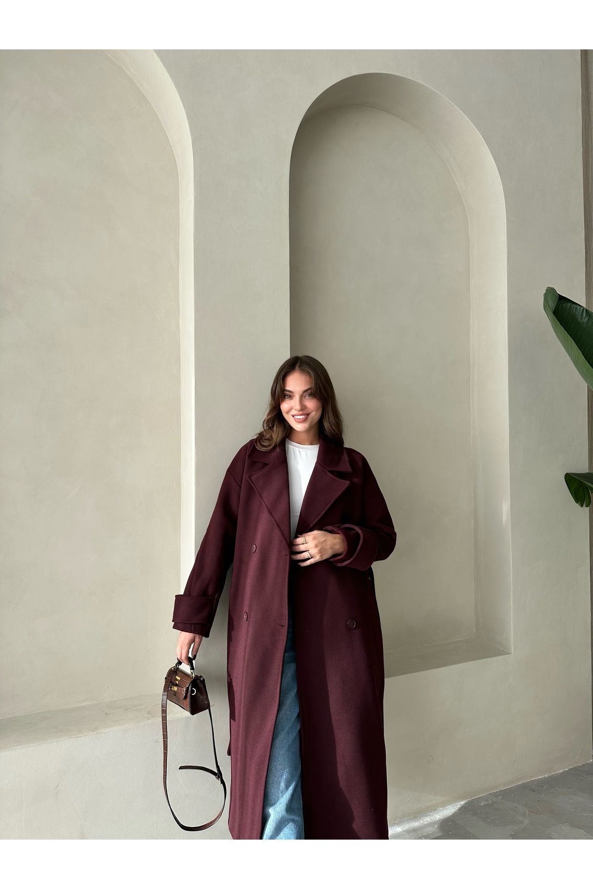 Laluvia-Plum New Tokyo Long Stamp Coat- 509029 5