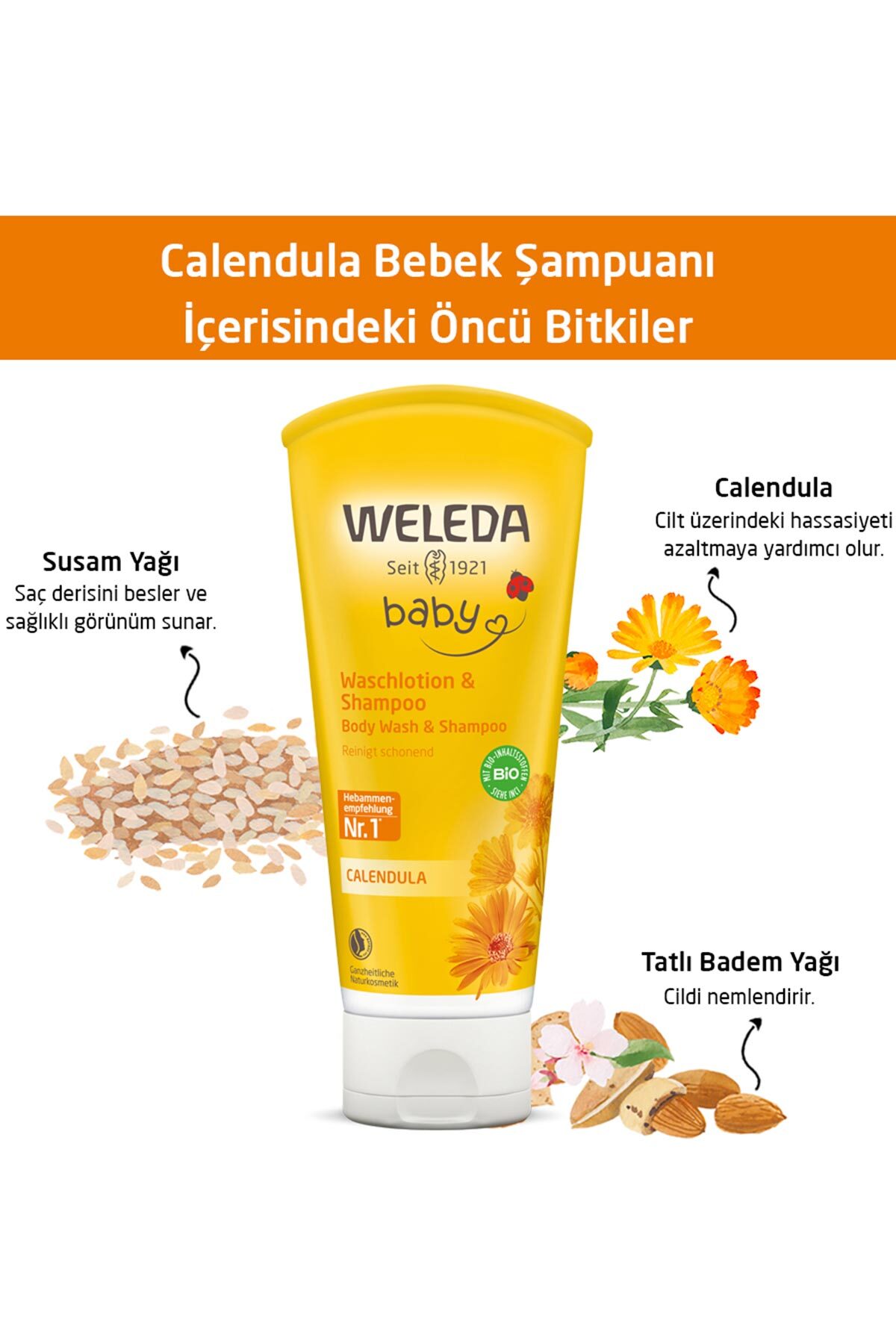 Weleda Calendula Organik Saç ve Vücut Şampuanı 200 ml fotoğrafı 3 (önizleme)