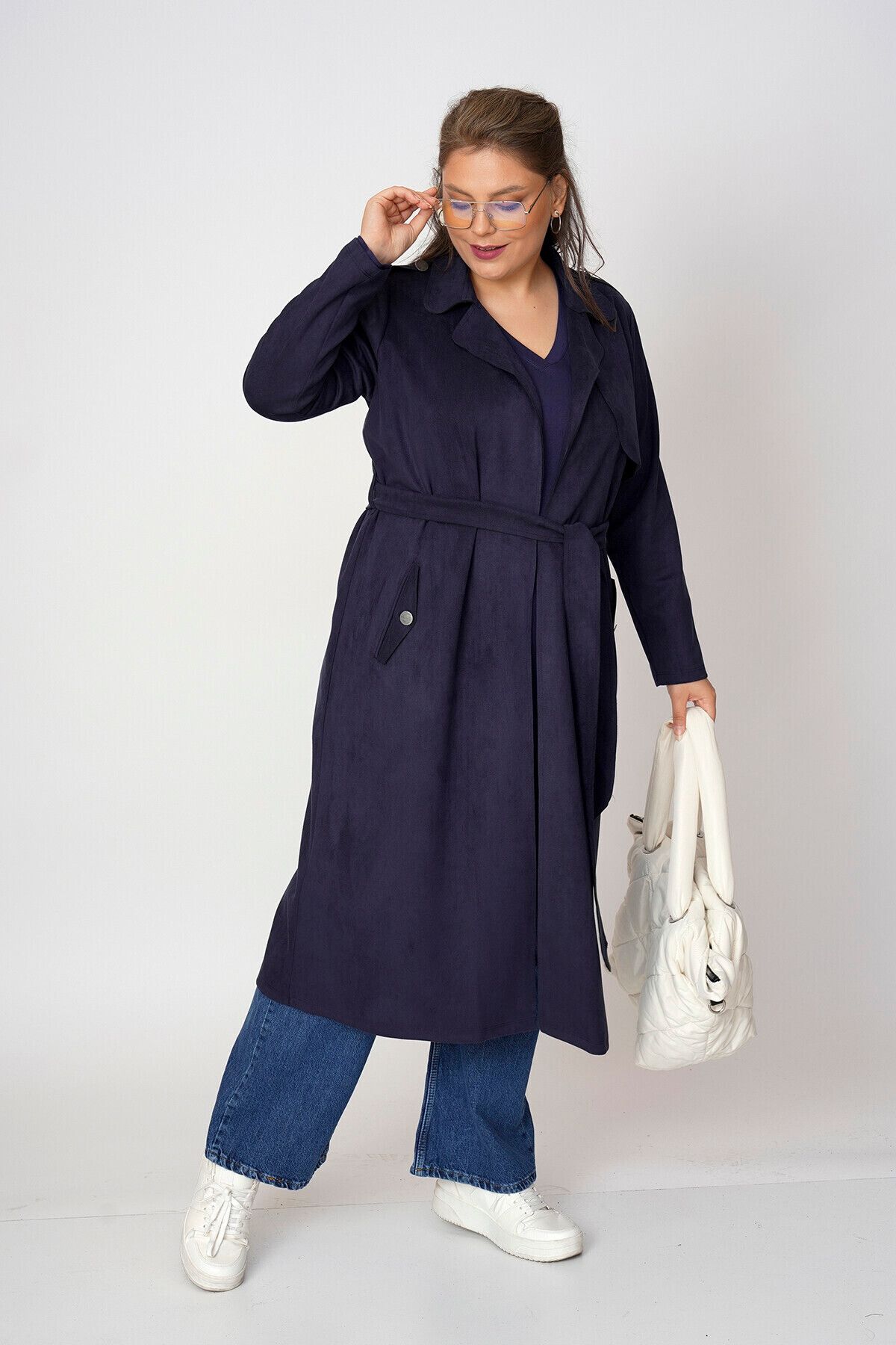 Büyük Moda-Suede Trench Coat 5