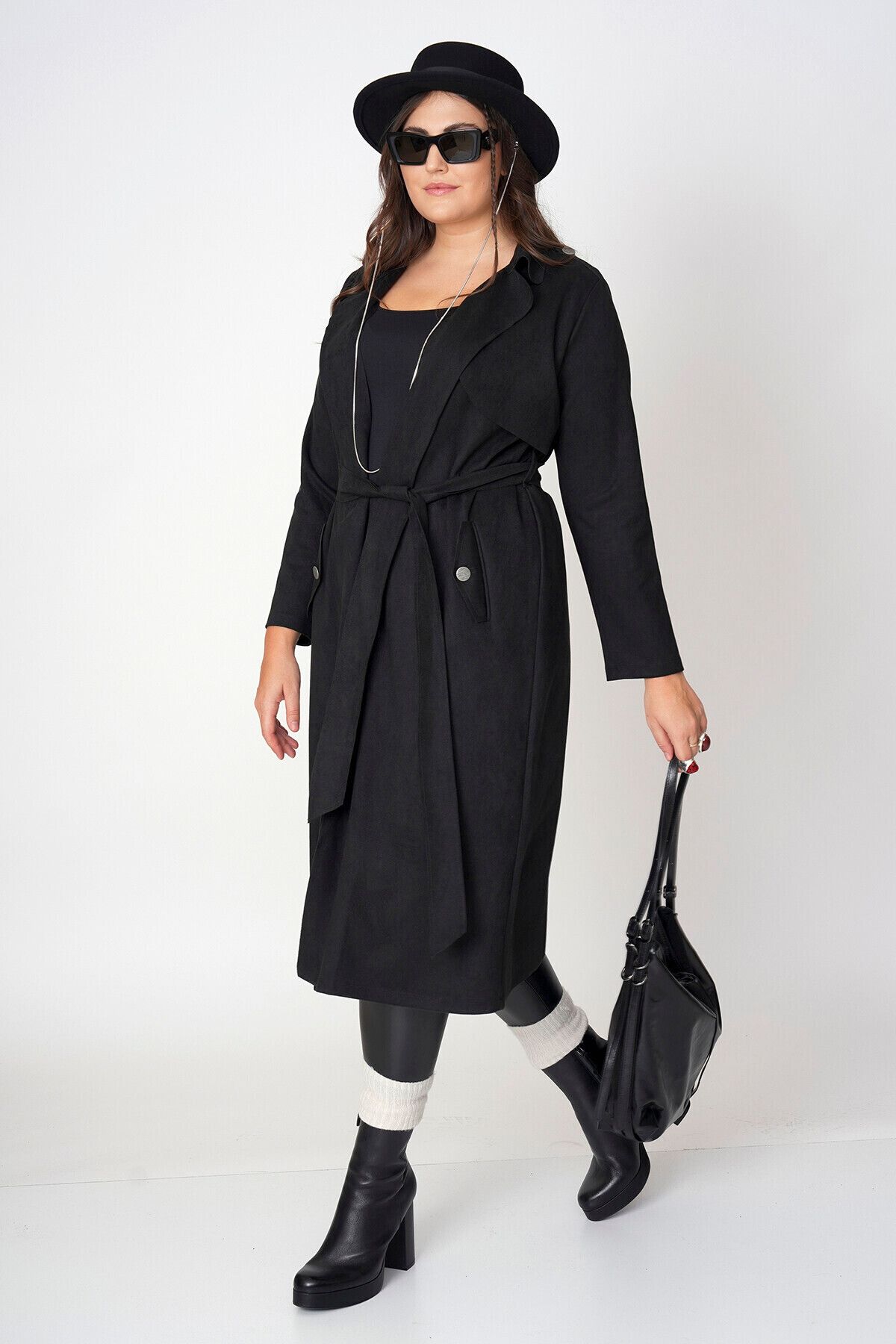 Büyük Moda-Suede Trench Coat 4