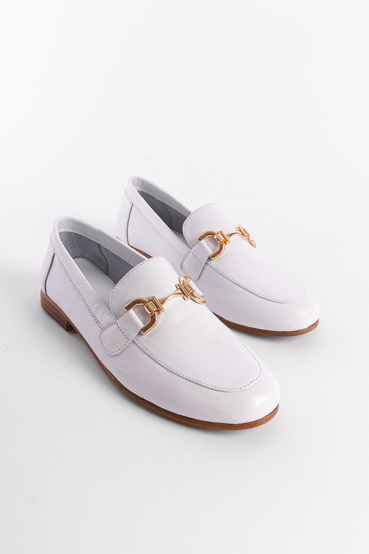 لوفر سفید زنانه چرمی واقعی Loafer اورجینال Capone Outfitters