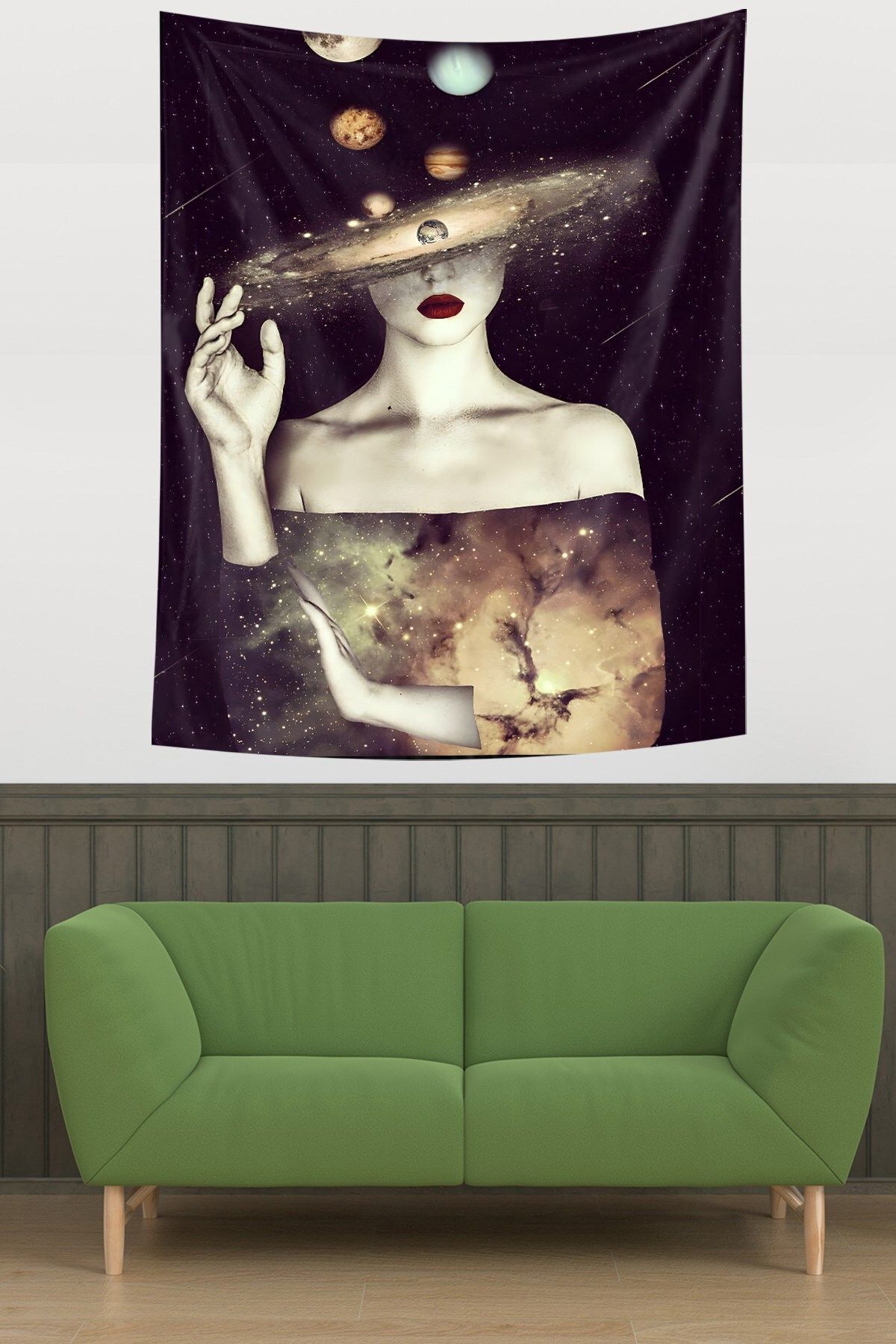 on the clouds-Space Galaxy Planet Analytical Women's Tapestry - Stain Resistant Fabric, Wall Cover and Carpet 2