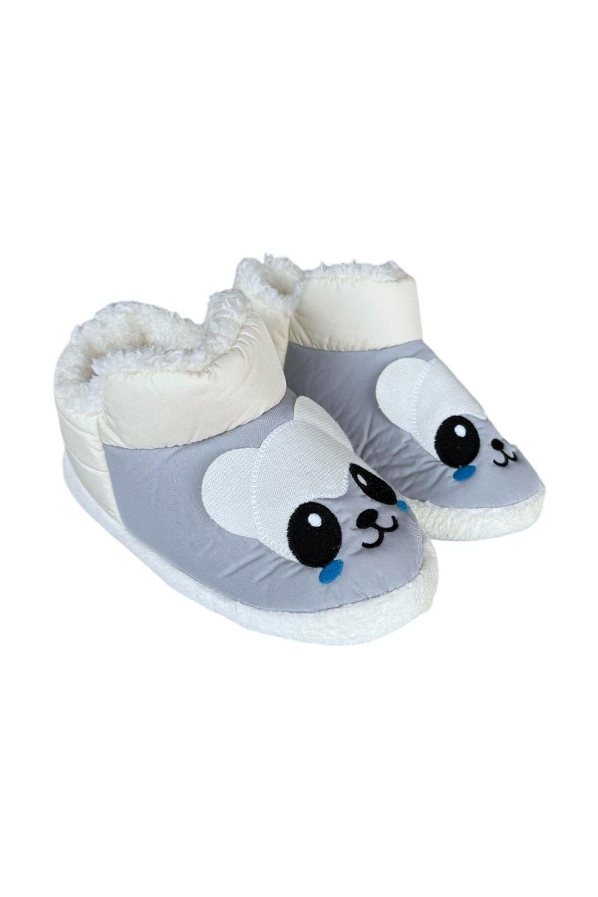 Liger-Grey-White Figured Slippers Home Shoes for Children - Nursery and School Boots 4