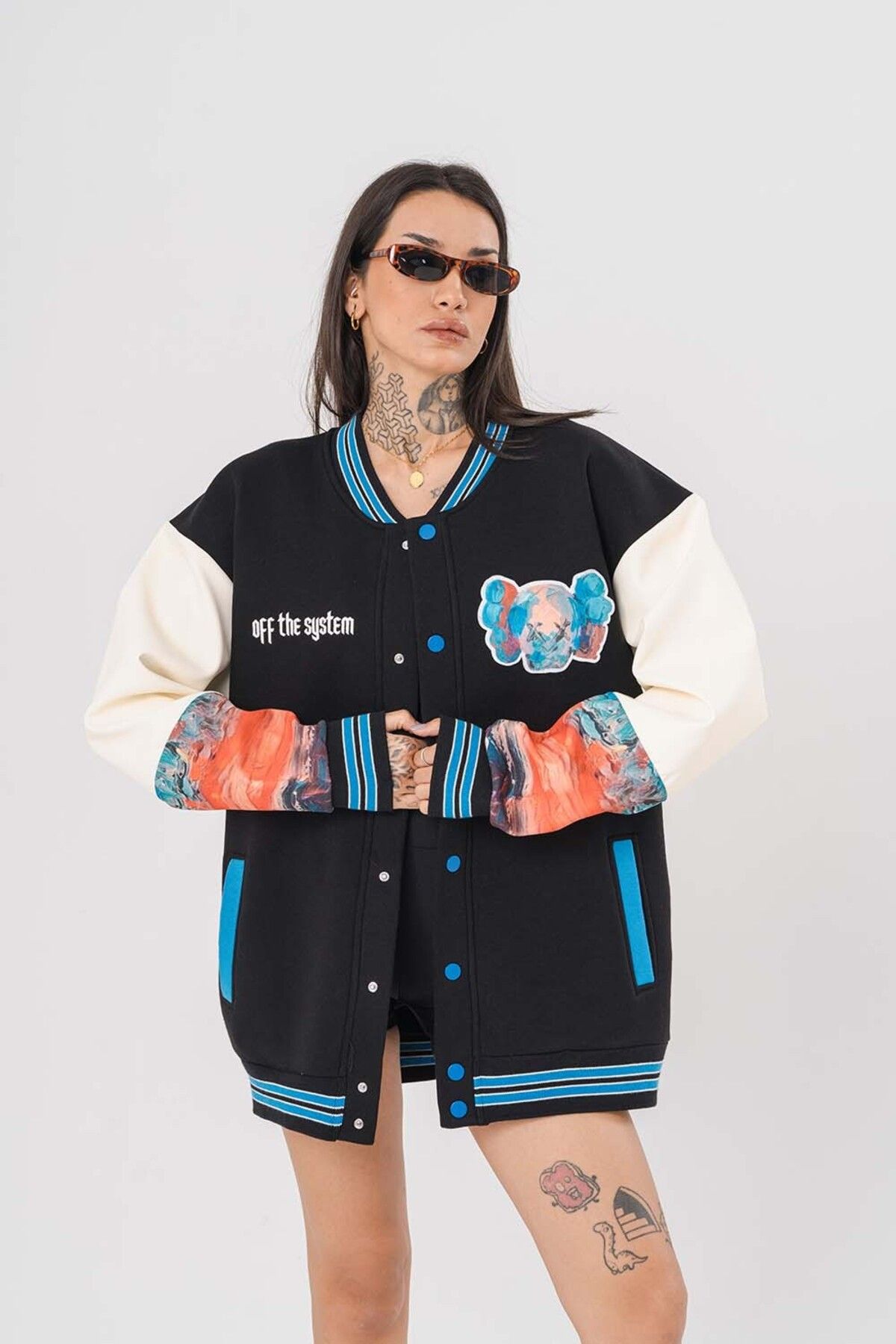 go gang own-Kaws Patch Detailed College Jacket 6