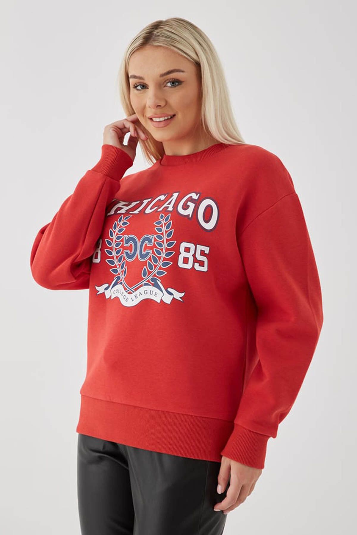Fashion Friends-Kadın Sweatshirt Kırmızı 24k0846k1 3