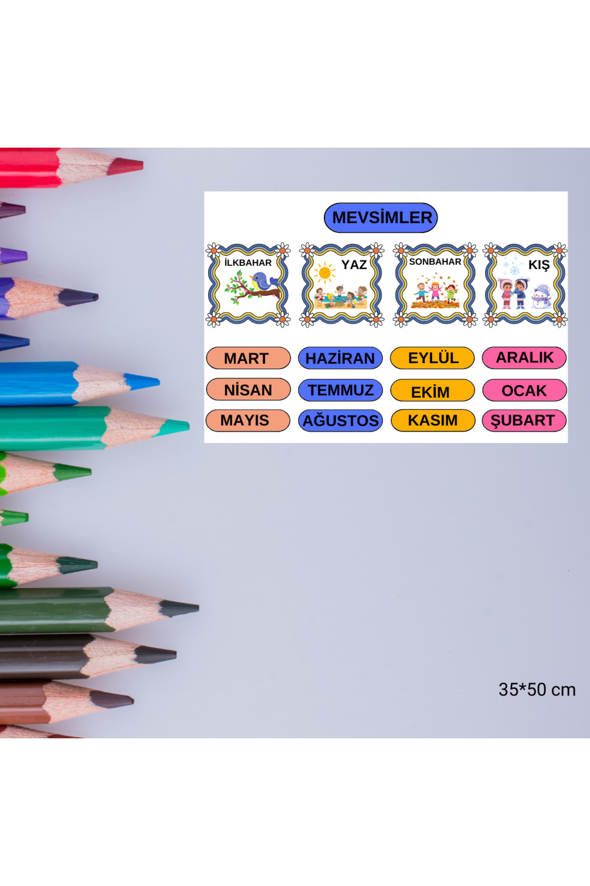 تابلوی آموزشی فصلی چاپ بریستول ۳۵×۵۰ سانتیمتر - ۰۳