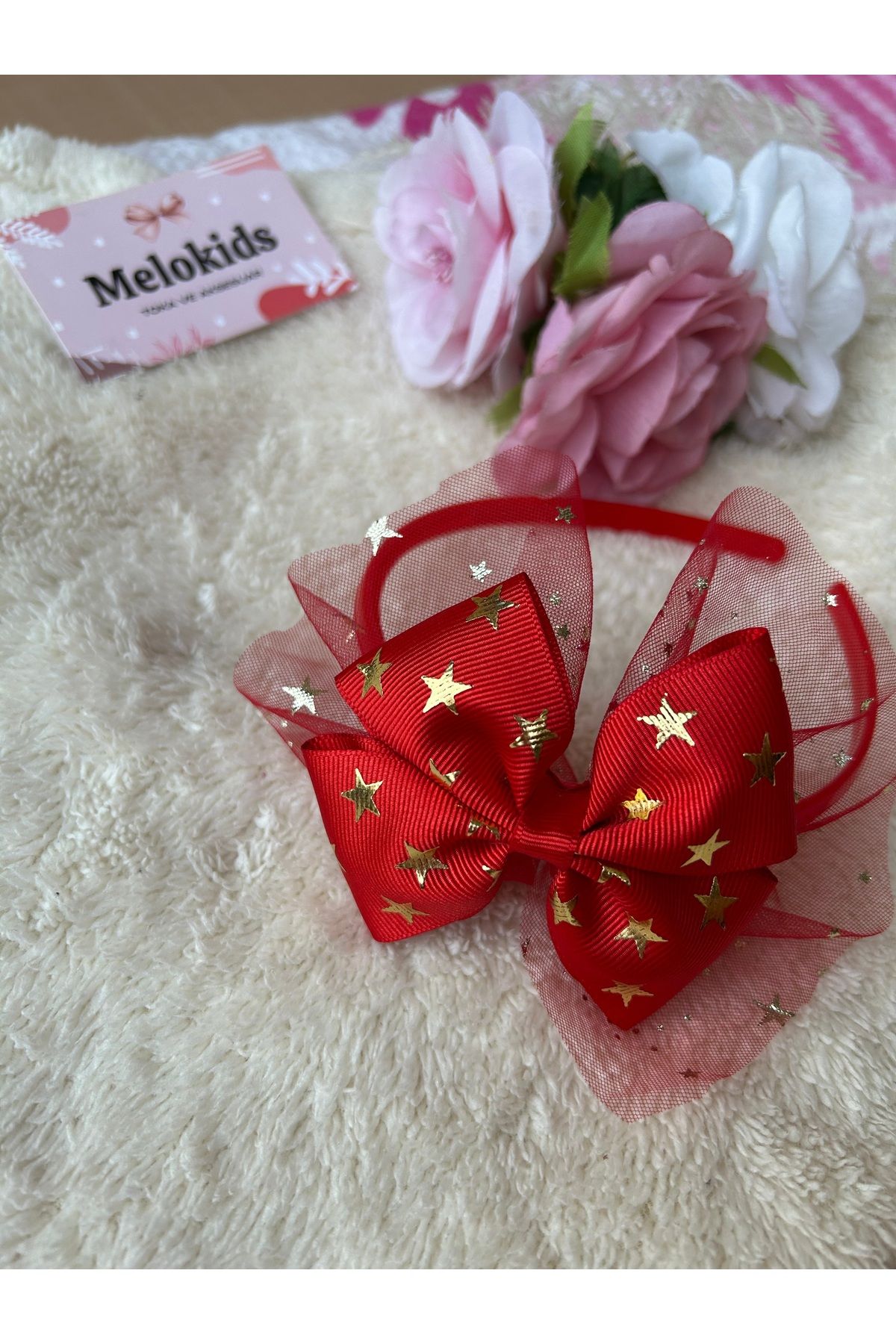 Melo-Custom-Made Ribbon Crown Buckle with Star Pattern Ribbon Loose Detail 3