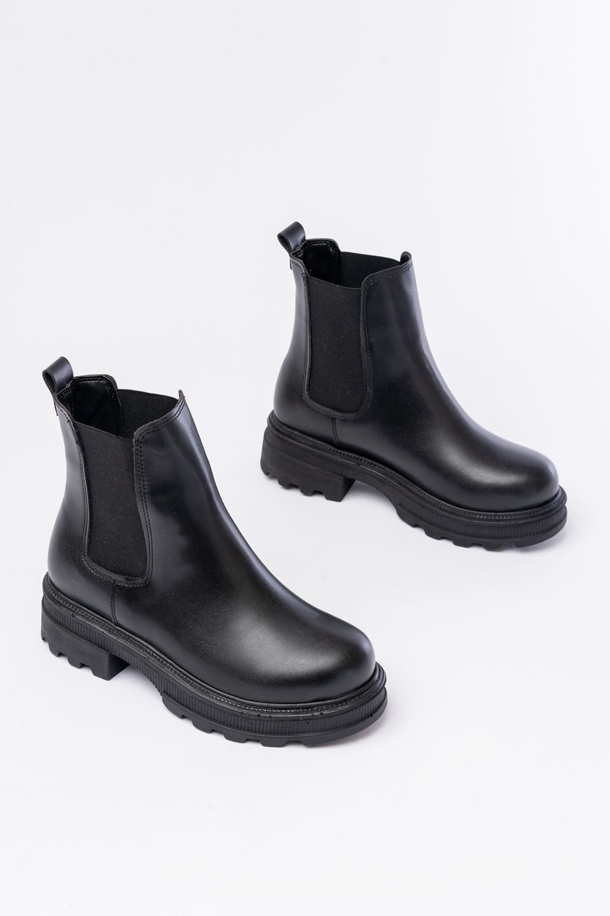 İNFON-İnfon 745-2137 Black Thick Sole Elastic Daily Women's Boots 4
