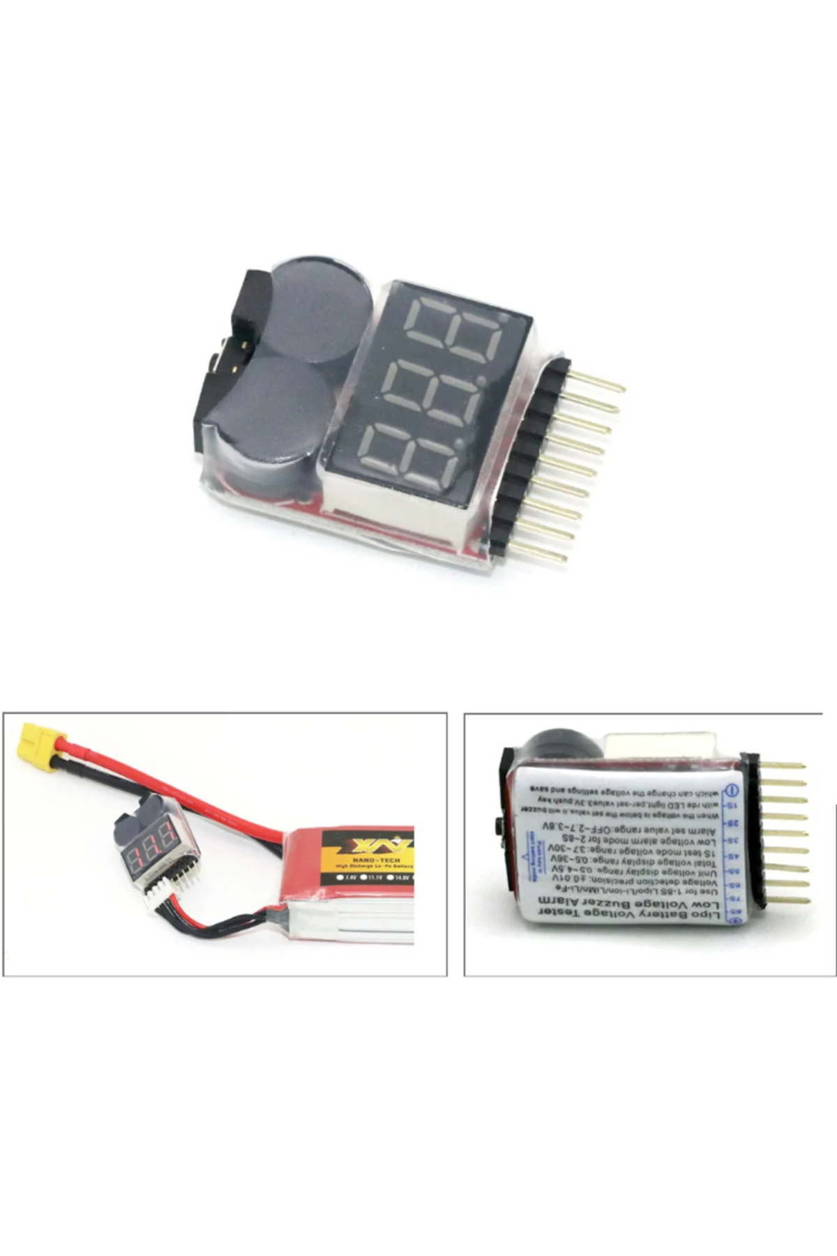 Choice-Lipo Battery Voltage Tester volt meter monitor buzzer Alarm 1-8s 3.7V-22.2V For Rc Lipo Battery M... 8