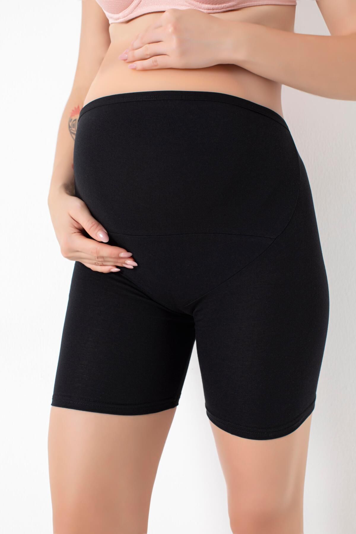 Arma Yıldız-Black Cotton Lycra Maternity Boxer Shorts 1