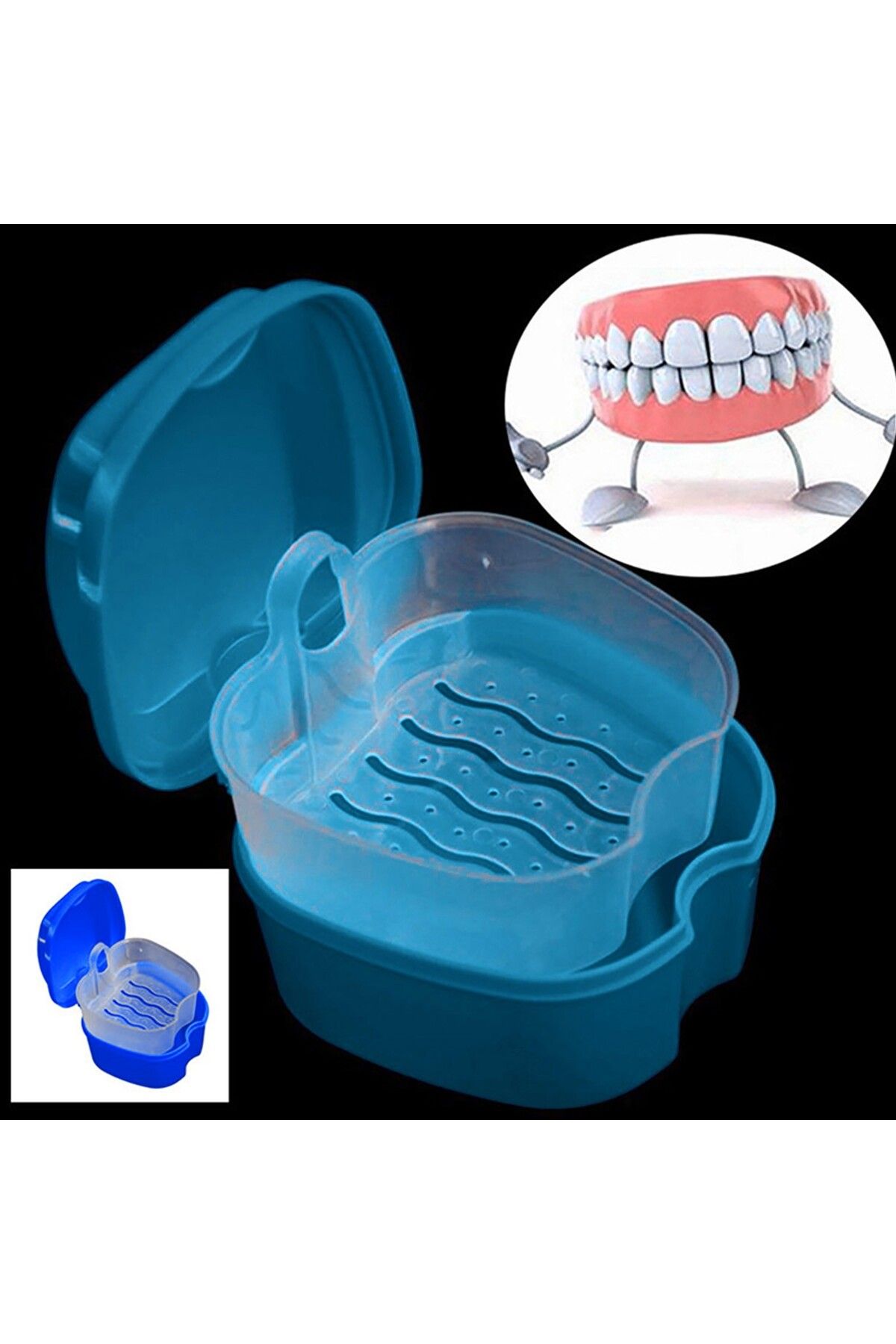 Choice-Denture Bath Box Case False Teeth Storage Box With Hanging Net Container 4